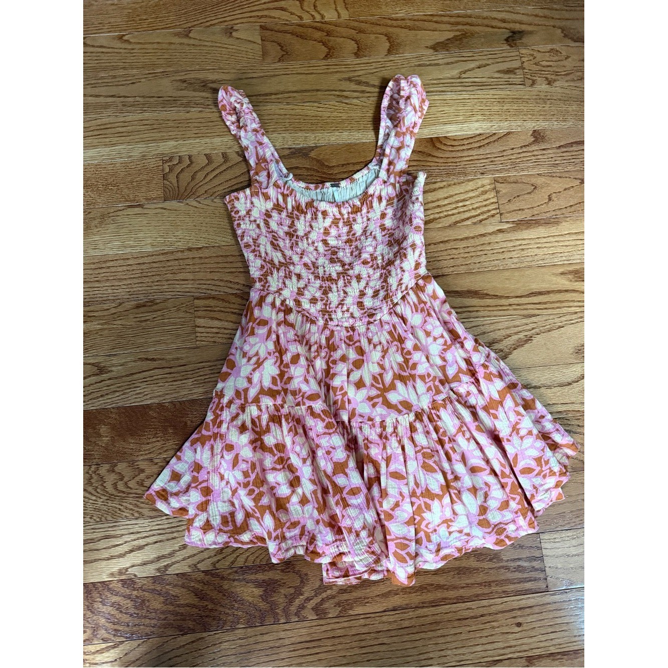 Free People Sweet Annie Smocked Floral Mini Dress Pink Size XS Boho Cottagecore
