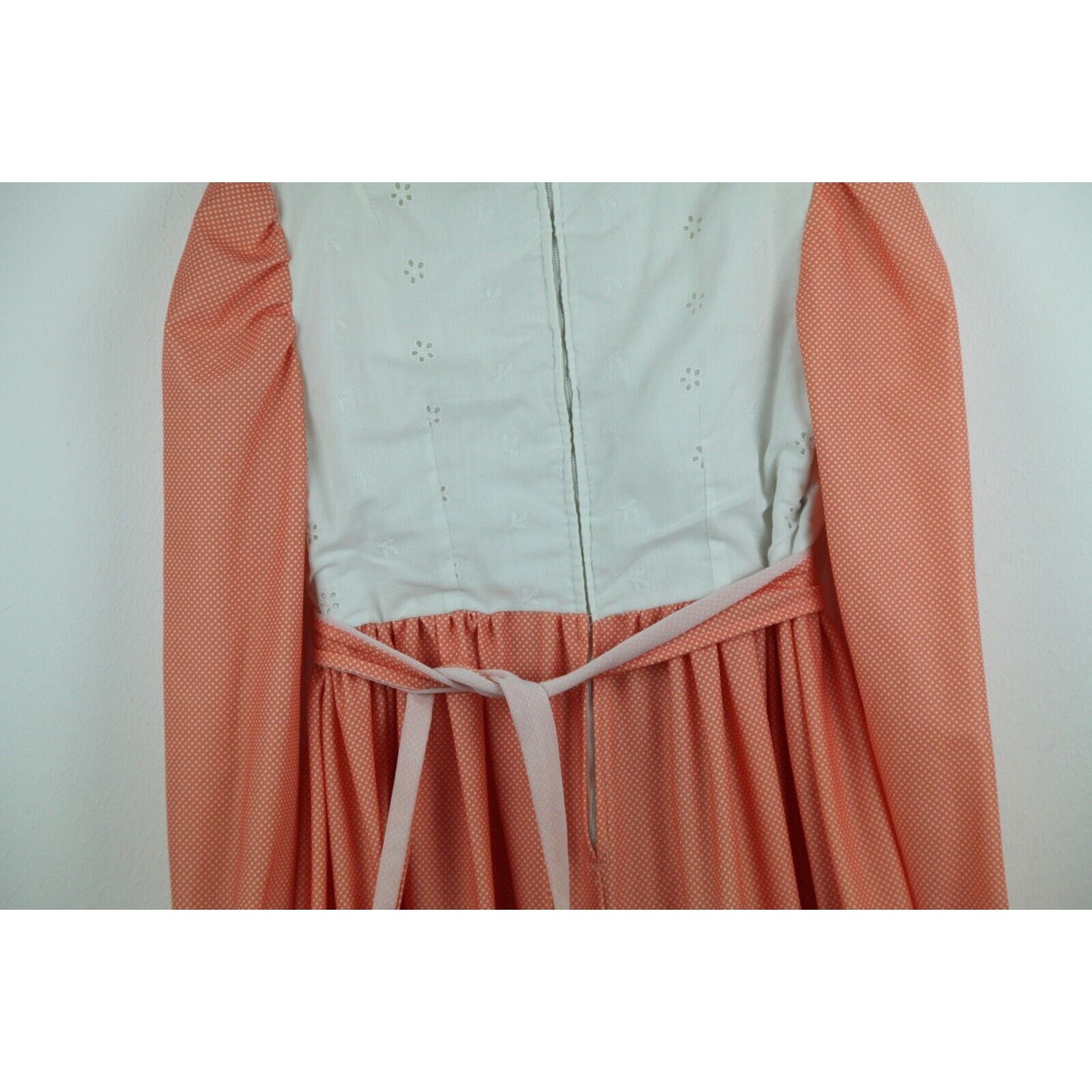 Vintage 70s Prairie Dress Maxi Western Ruffle Eyelet Cottagecore Modest S M