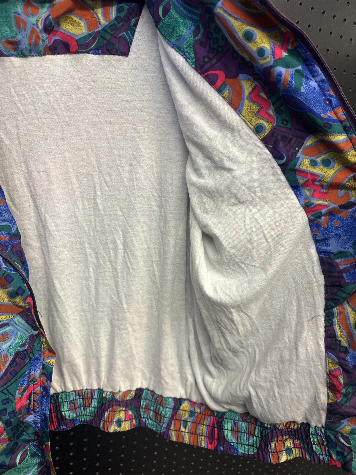 Vtg Windbreaker Jacket Women Large 90s Coffee Tea Drinks Theme EVR