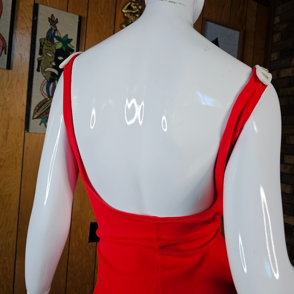 Vtg 70s Mod Color Block Volup Sears Sea Stars Diamond Swimsuit Bathing Suit L/XL