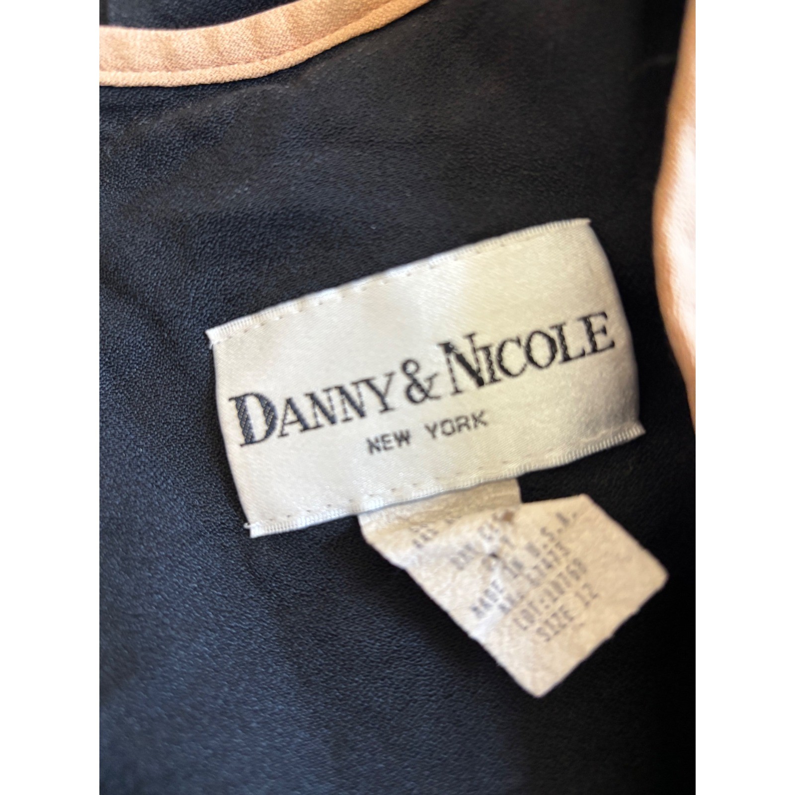 Danny & Nicole Jacket 12 Black Vintage Short Sleeve Button Front Contrast Trim