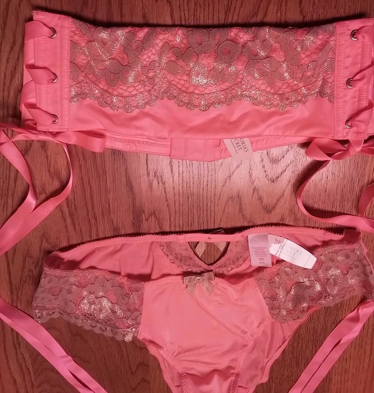 VTG VICTORIA’S SECRET Very Sexy CORAL PANTIES & Waist Cincher Belt Corset M/L