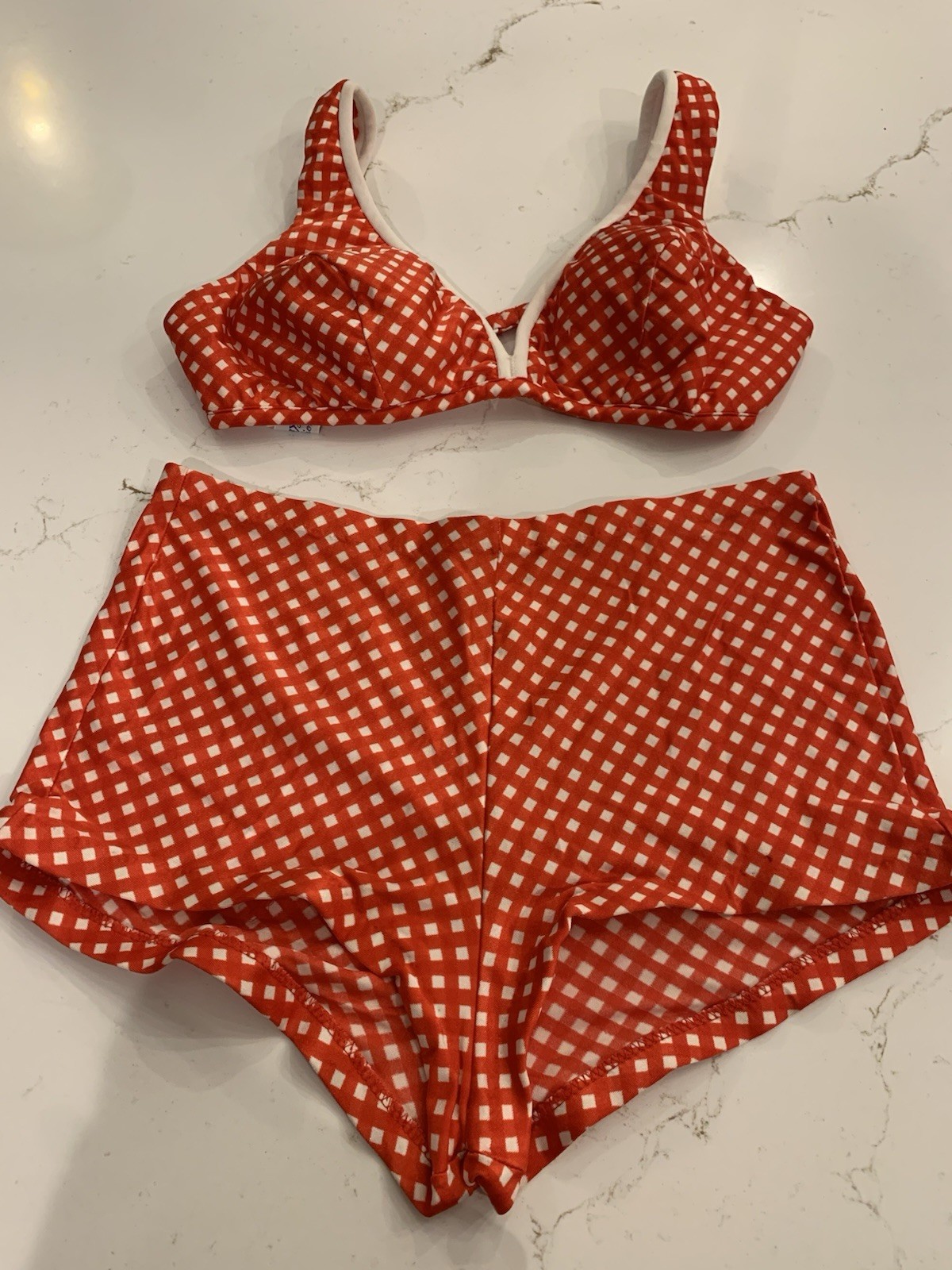 Vintage 1950’s Swimsuit Pinup Red & White Polka Dot Size Medium 2 Piece USA