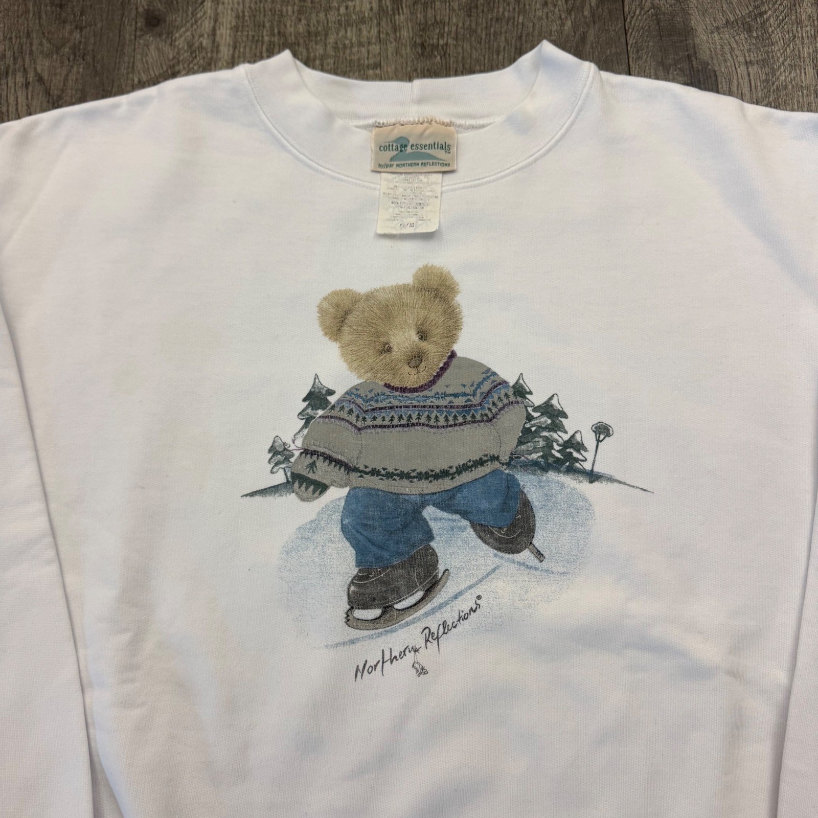 Vintage 90s Northern Reflections Teddy Bear Winter Snow Grandma Sweatshirt M