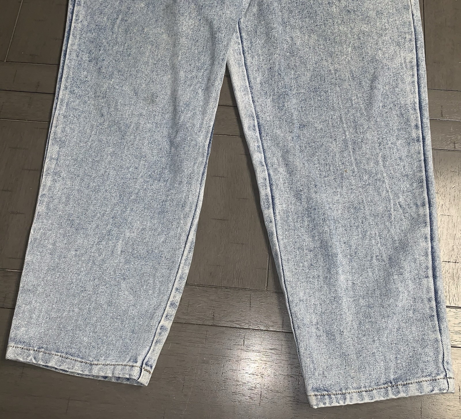 A2 90s WOMENS MEDIUM ACID WASH BUGLE BOY COMPANY BIB OVERALLS FLY GIRL 34 X27”
