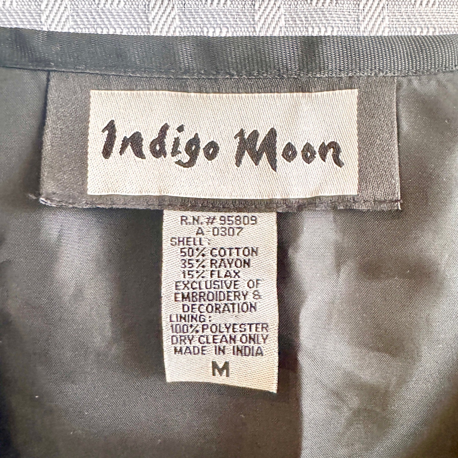 Indigo Moon Vintage Patchwork Jacket Womens Medium Embroidered Wearable Art Boho