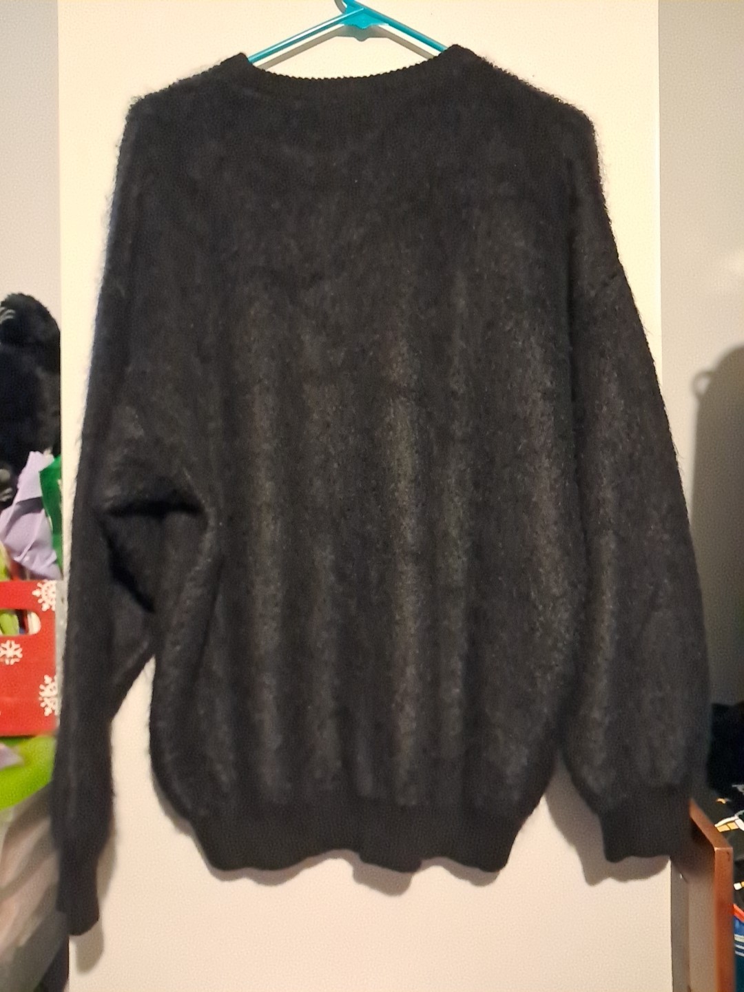 Vtg. Gianni Versace Black Fuzzy Sweater-Mohair, Lana Wool-Italy