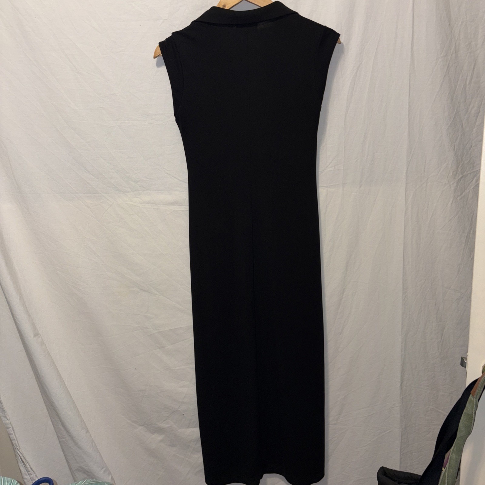 New York & Company Black Maxi Collar Dress Sleeveless Sz Small Y2K 90’s Fashion