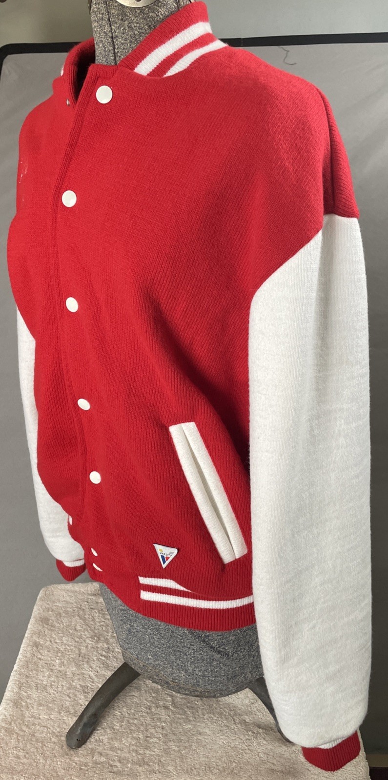 Vintage Red / White Varsity Spirit Fashion Jacket Women’s “Kelly Captain” Size L