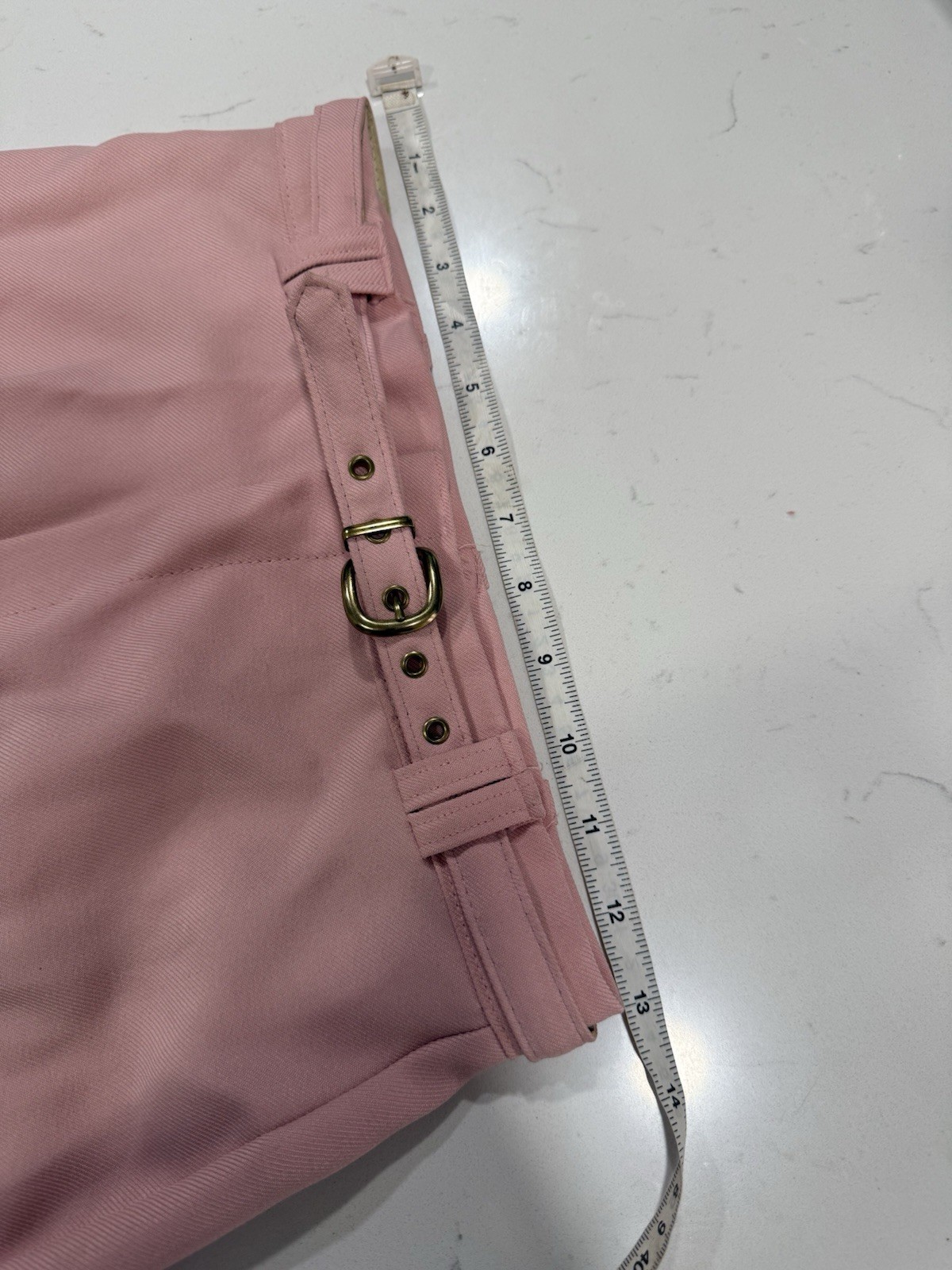 Vintage 1970s High Waisted Light Pink Straight Leg Trousers W Belt XS Sweetbriar
