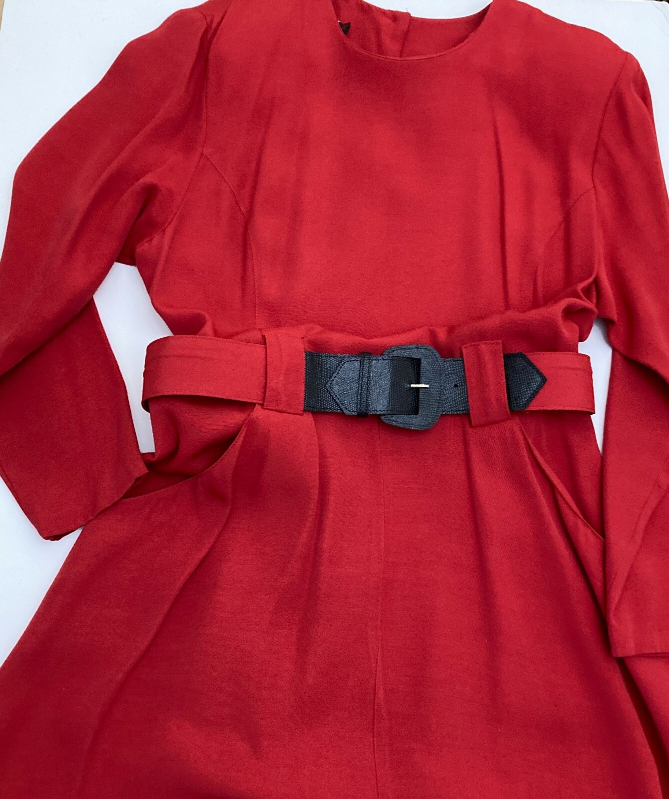 VINTAGE 1980s John Roberts Red Power Dress Long, with Shoulder Pads Sz 14