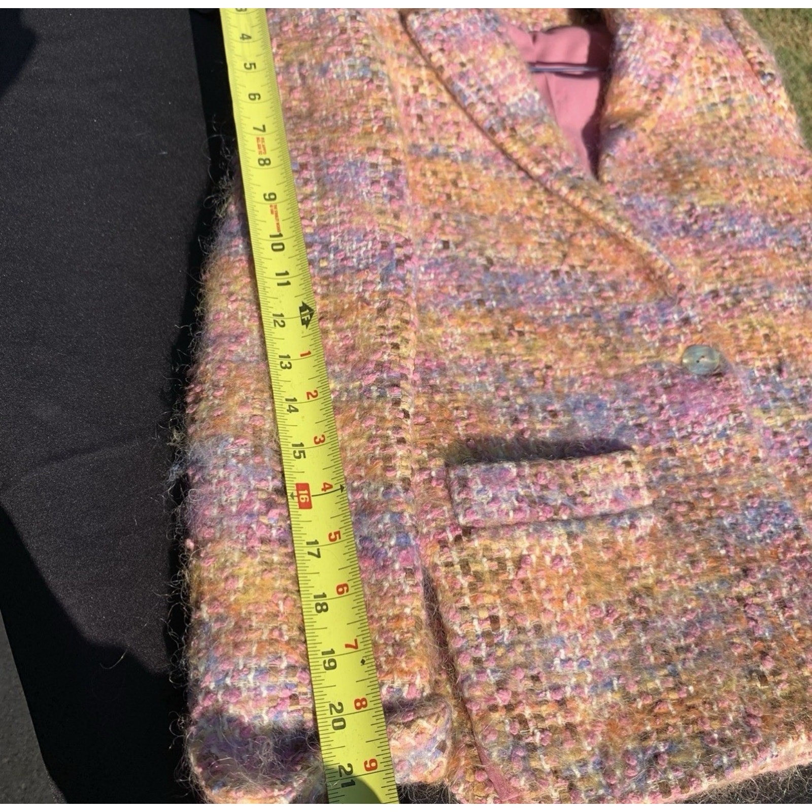 Vintage David Hayes Pink Multi Mohair Wool Blazer Barbie Pink Lining Size 4