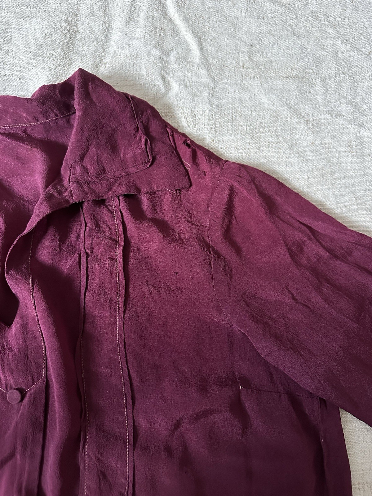 1920s Antique Pink Burgundy Silk Flapper Dress As Is Women’s Small