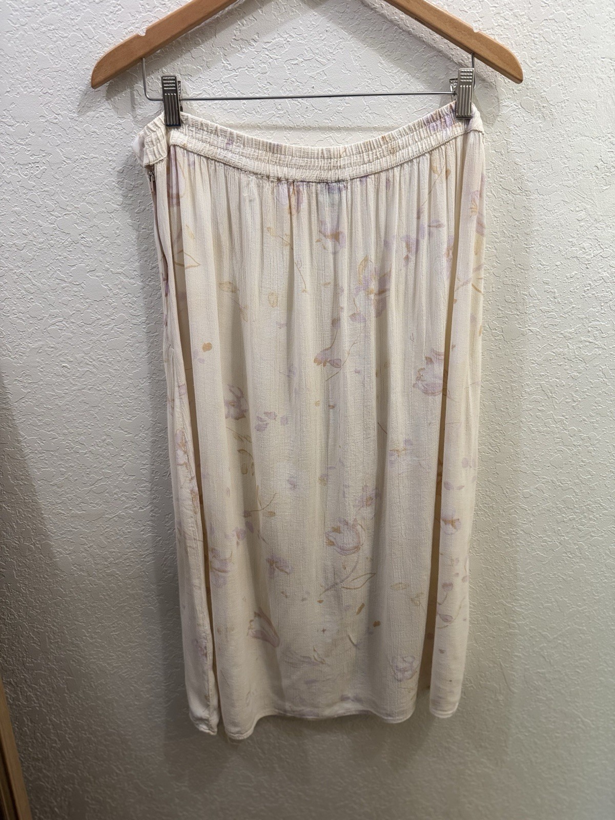 Vintage Floral Rayon Midi Skirt Cottagecore Boho Size 18