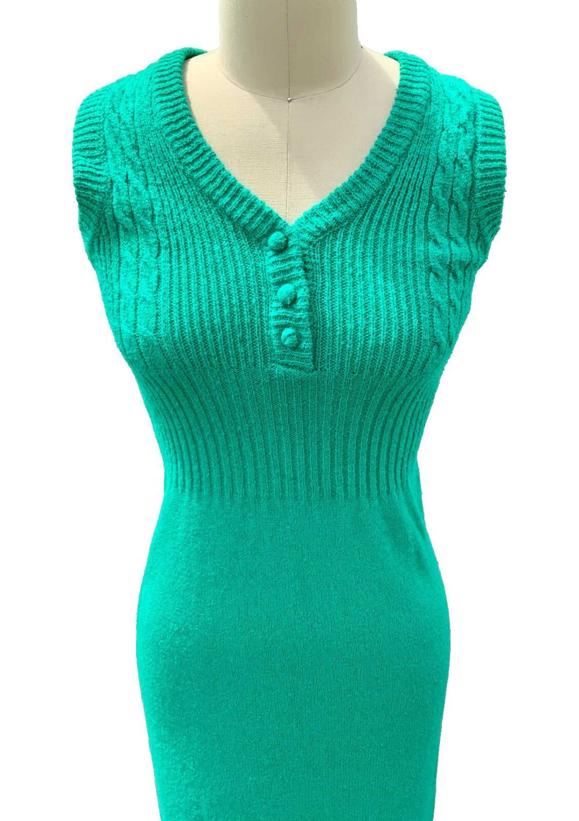 Authentic VTG 70s Jon-Michel Knit Maxi Sweater Dress & Sweater Green S