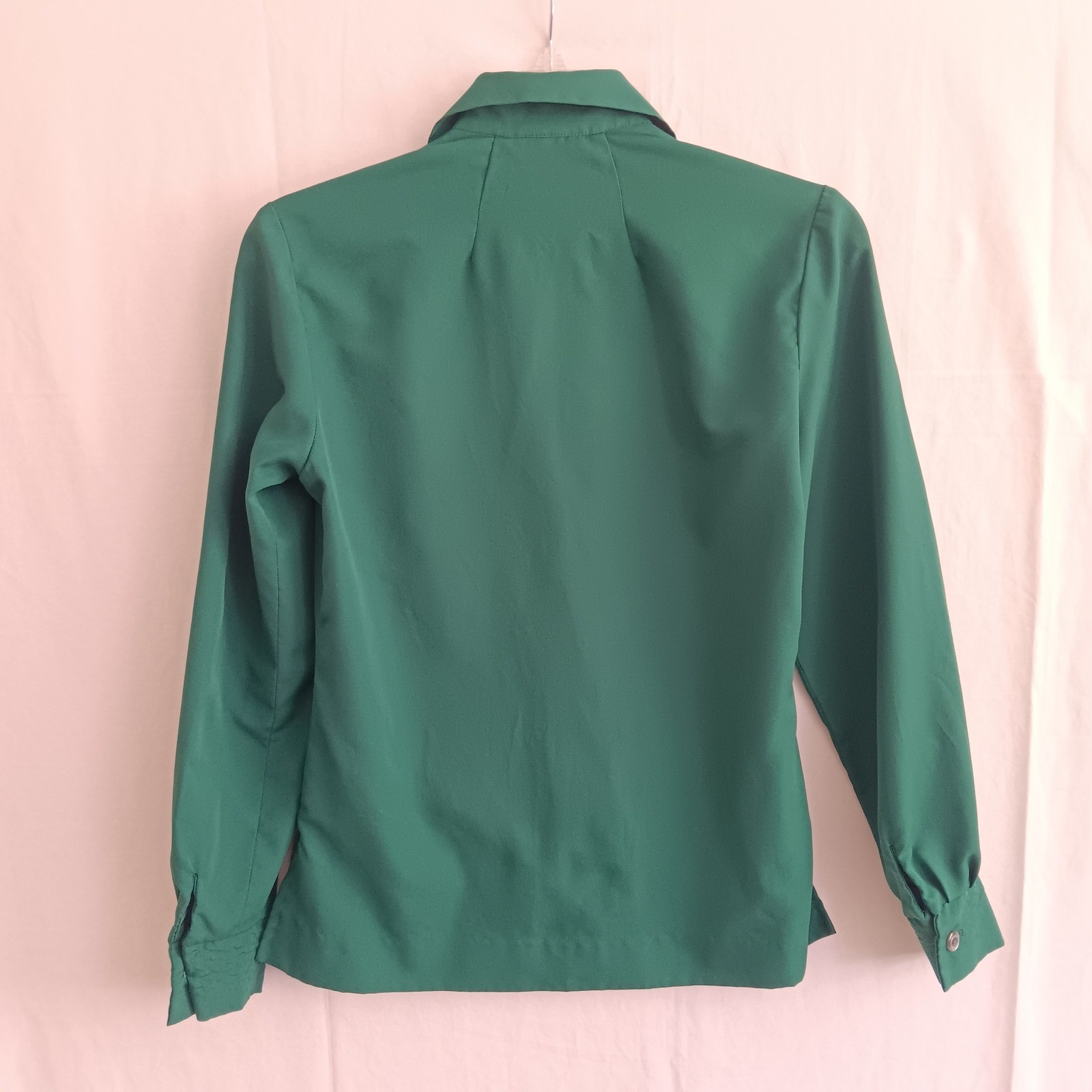 Careerlook Blouse Women Medium Green Excellent Vintage Tie Neck Button Up Top