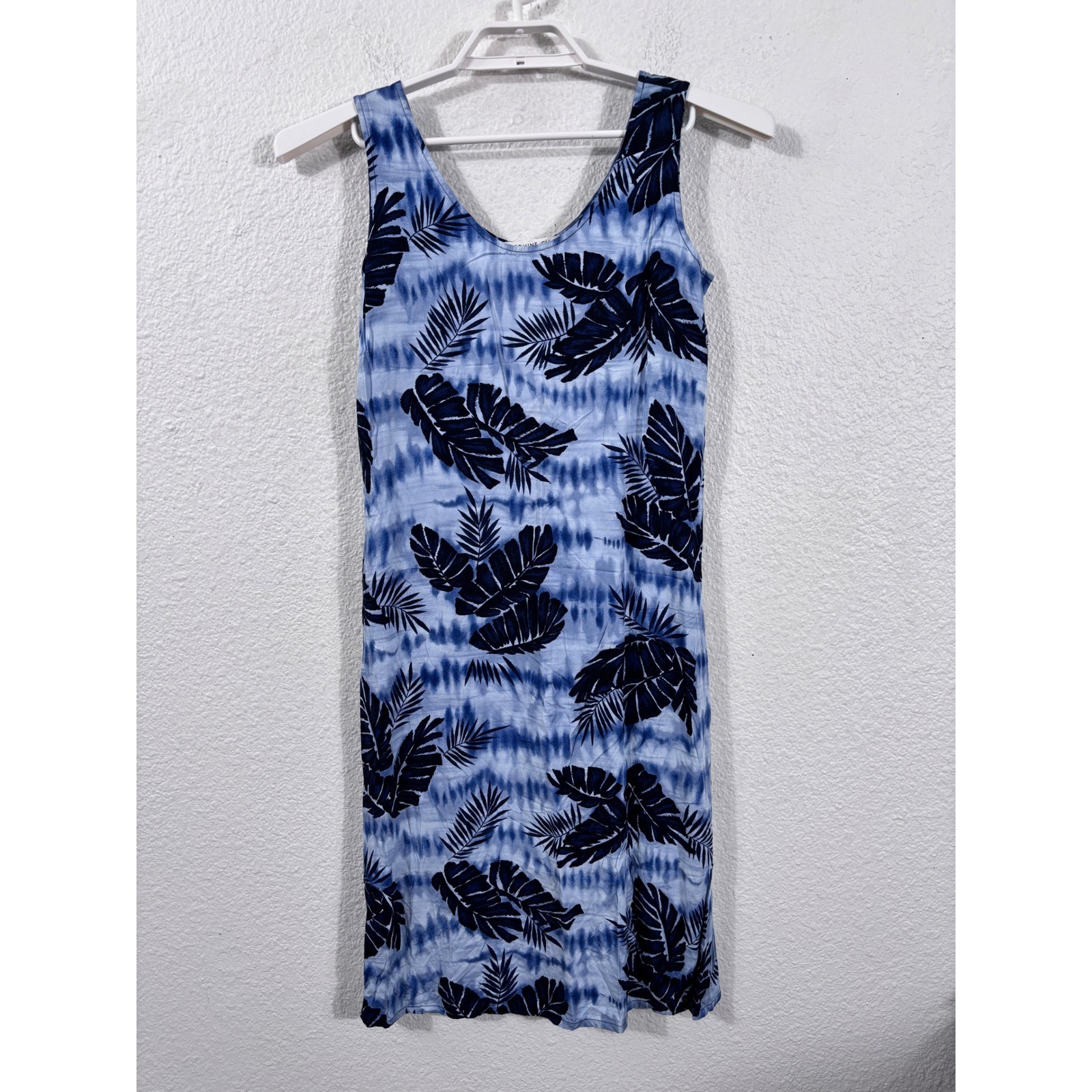 Josephine Chaus Shift Dress Womens Petite PS Blue Vintage Y2K Hawaiian Rayon