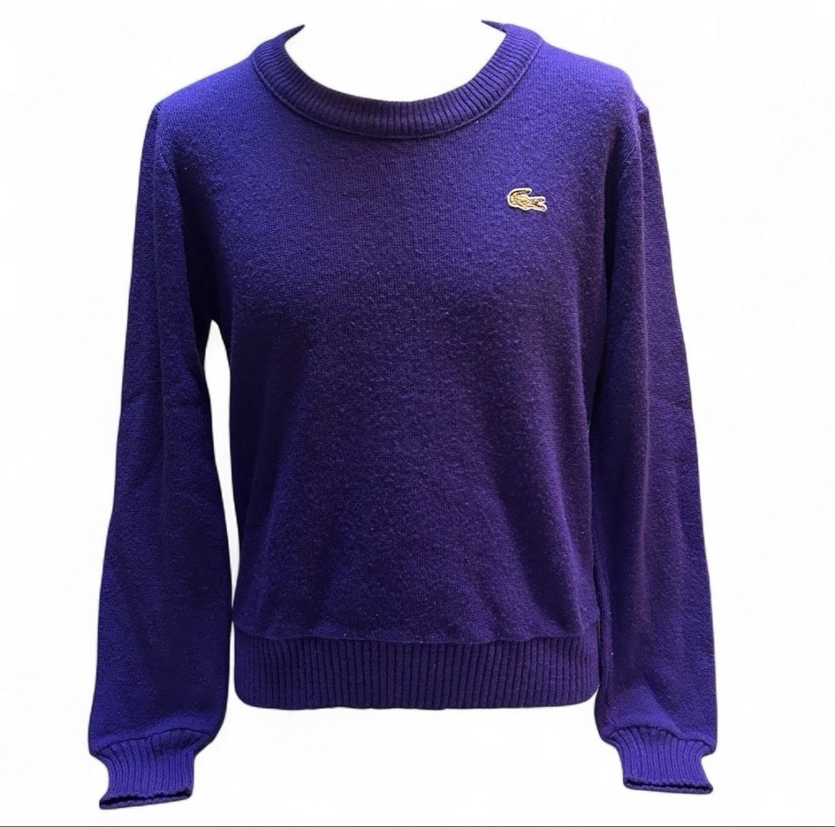 Vintage Lacoste Izod For Her Purple Orlon Crewneck Sweater Womens Large 70s 80s