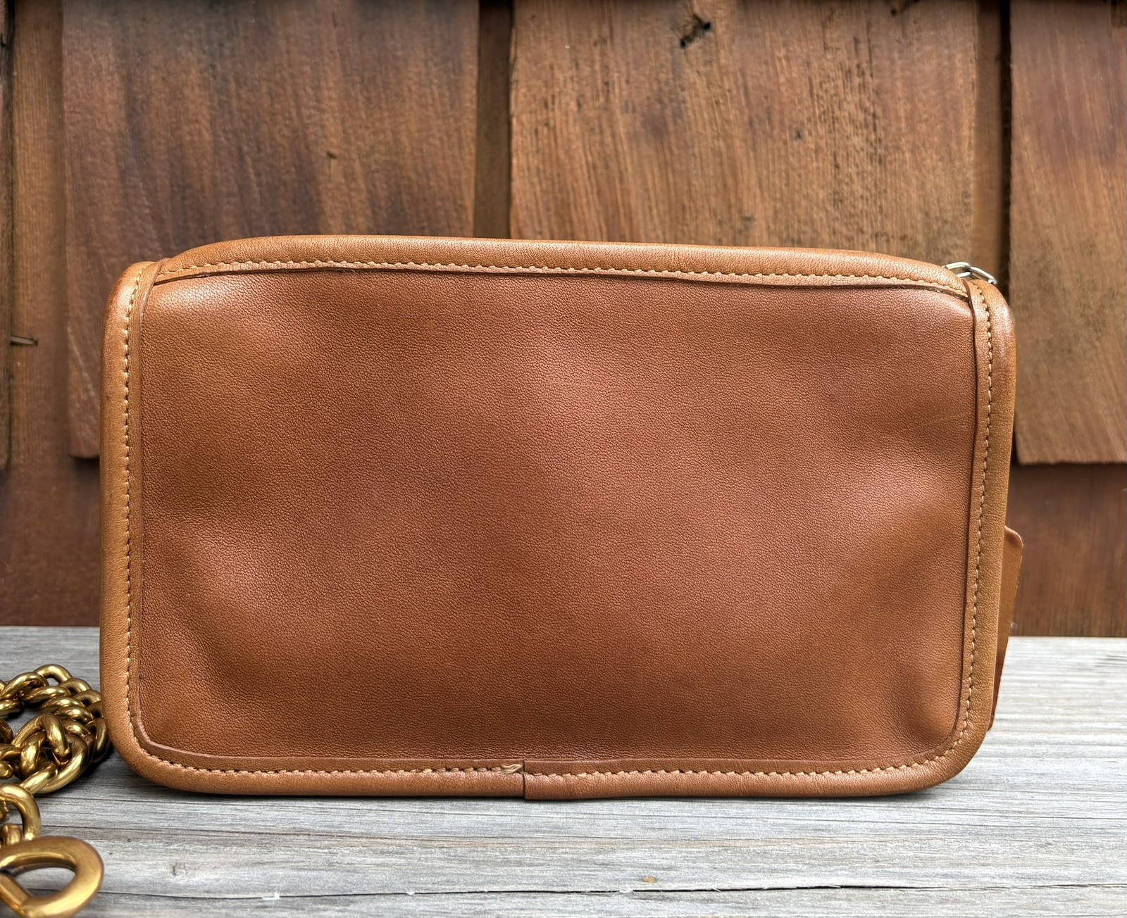 One of a kind Upcrafted Vintage COACH Chunky cosmetic Crossbody Case British tan