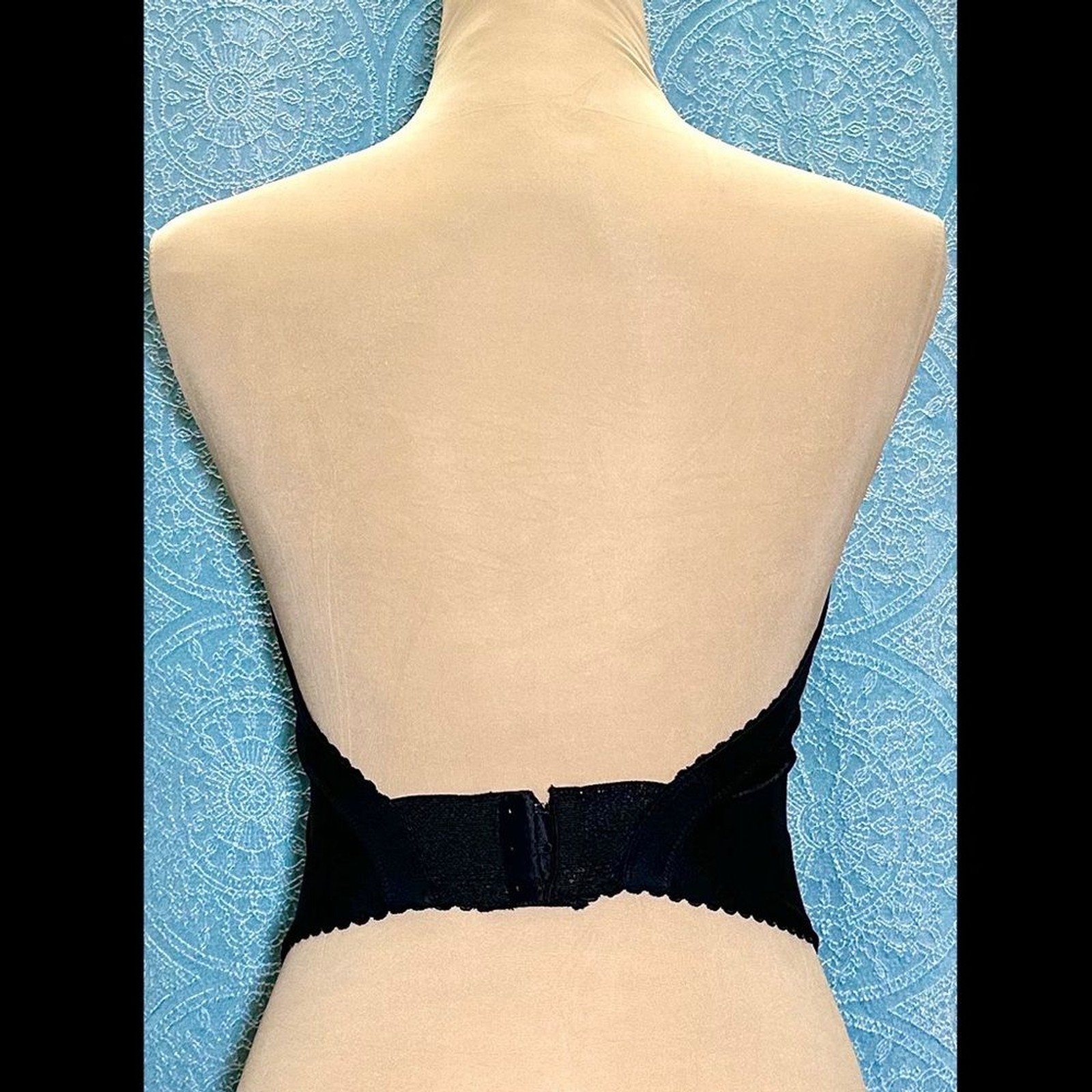 Vintage 1980s Natori Black Structured Low Back Strapless Bustier Corset Top 36A