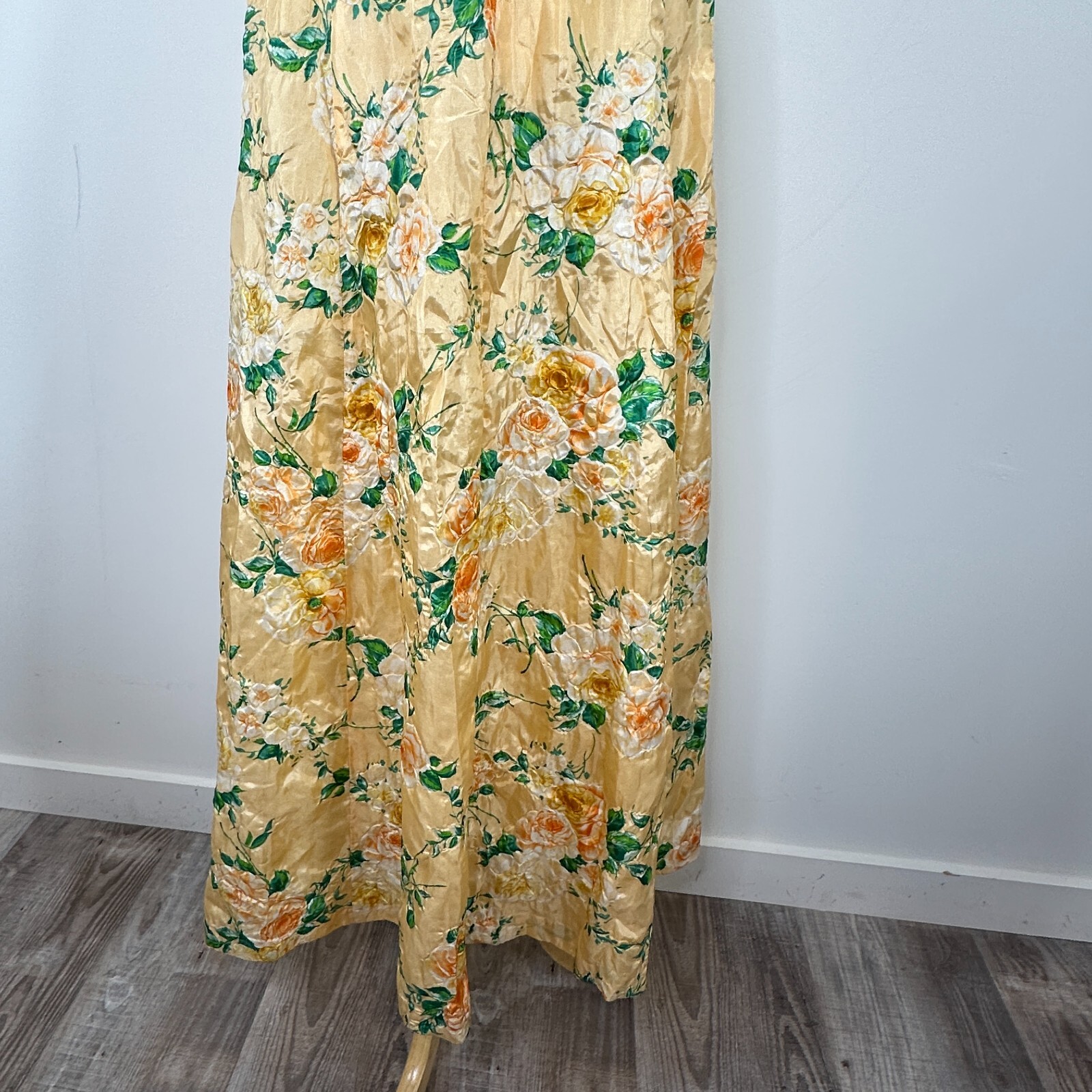 Vintage Specially Handmade By Diane Ringer S-M? Yellow Puffy Sleeve Maxi Dress