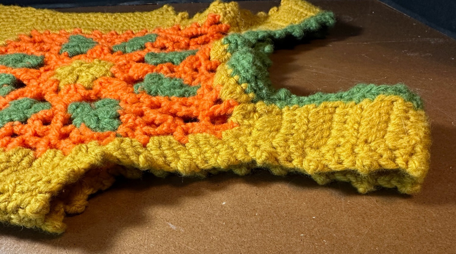 Crochet Vest vintage Handmade Granny Square Green Yellow orange size small?