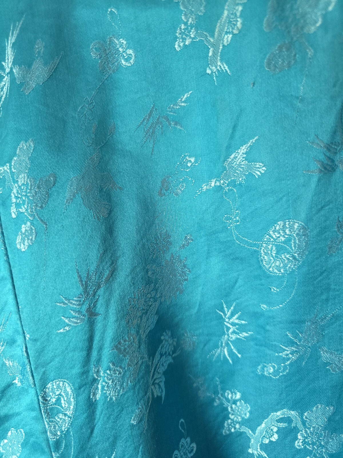 MEDAL Vintage 80s Blue Asian Inspired Satin Robe Size S Kimono Sleeves