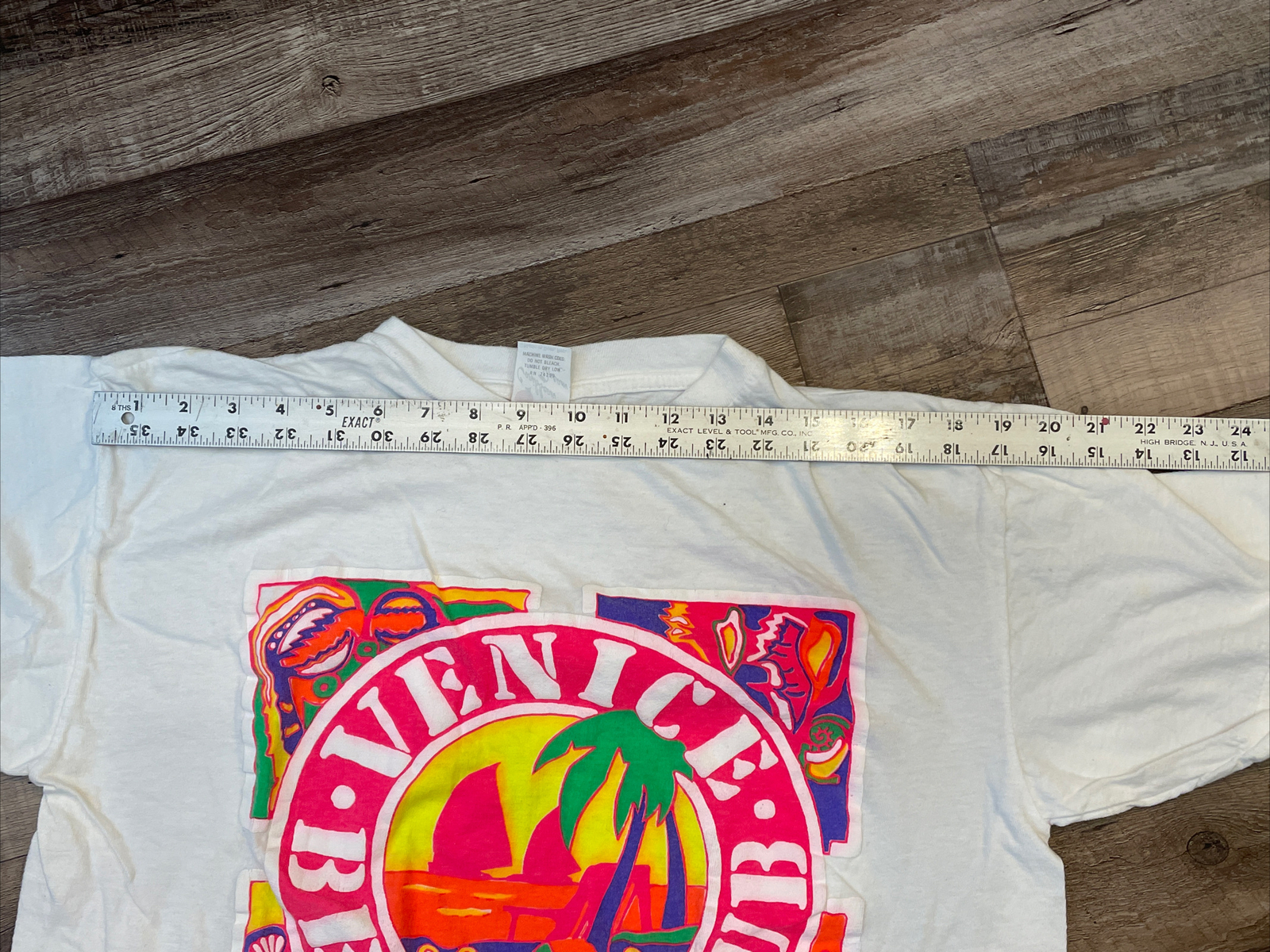 Vintage Venice Beach California Tshirt Neon Bright Single Needle Stitch White L
