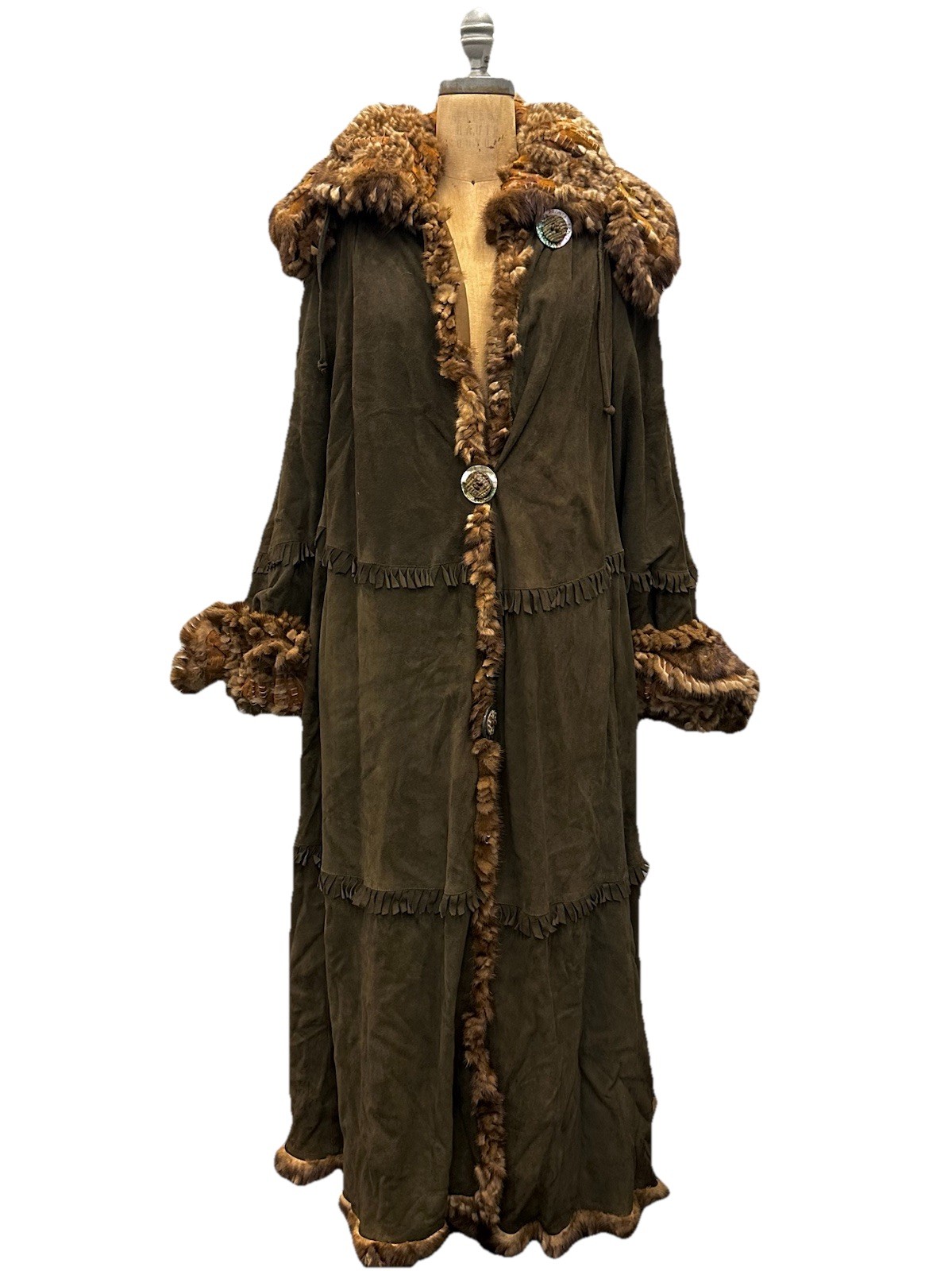 Vintage 1980’s Fendi Women’s Green Suede Mink Coat Size IT40