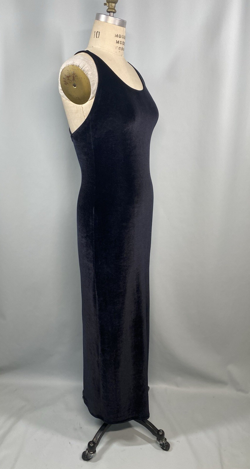 Vintage Dress SIZE 6 SMALL Black Velvet Sheath VARIAZIONI classic long Y2K 90s