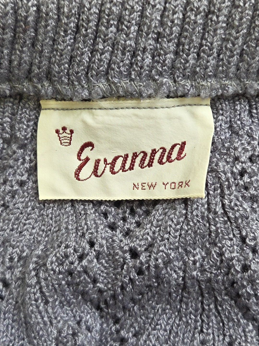 Vintage Crochet Blue Shell Scallop Knit Sweater Skirt Evanna New York Size 10
