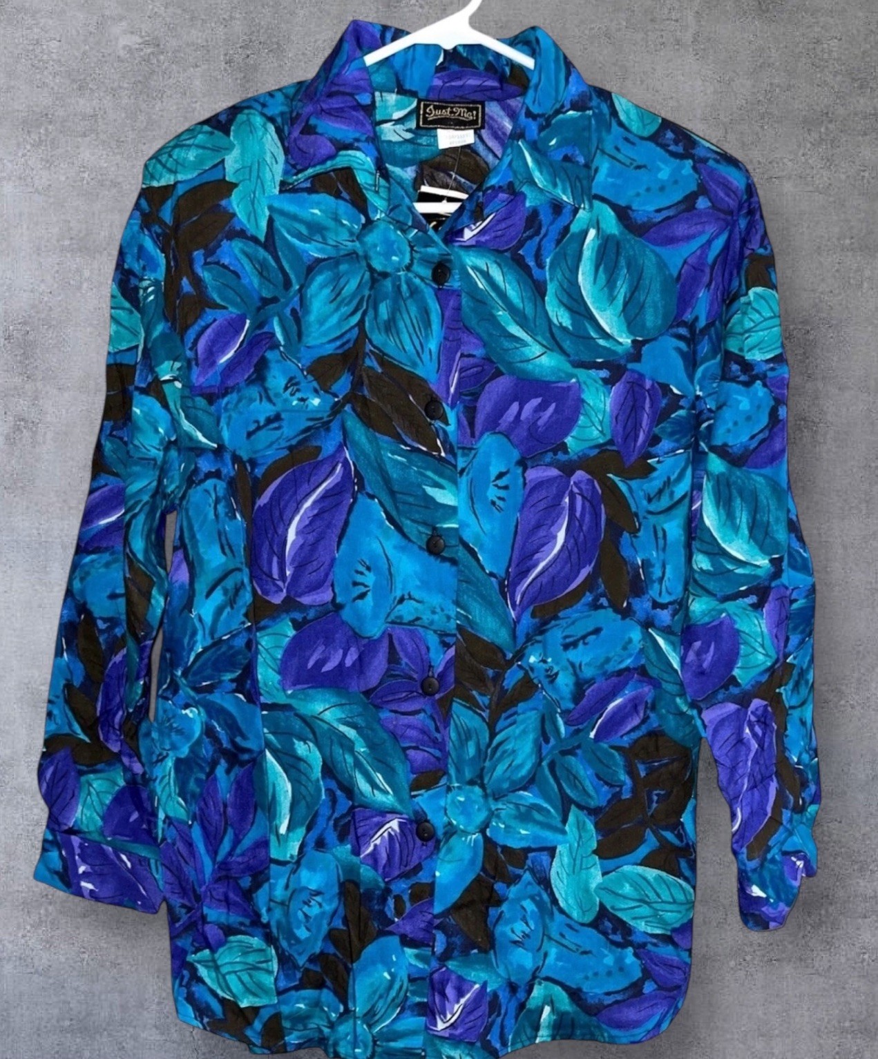 Women’s Just Me! Button Down Dress Blouse Shirt Medium Floral Vintage 1990s NEW