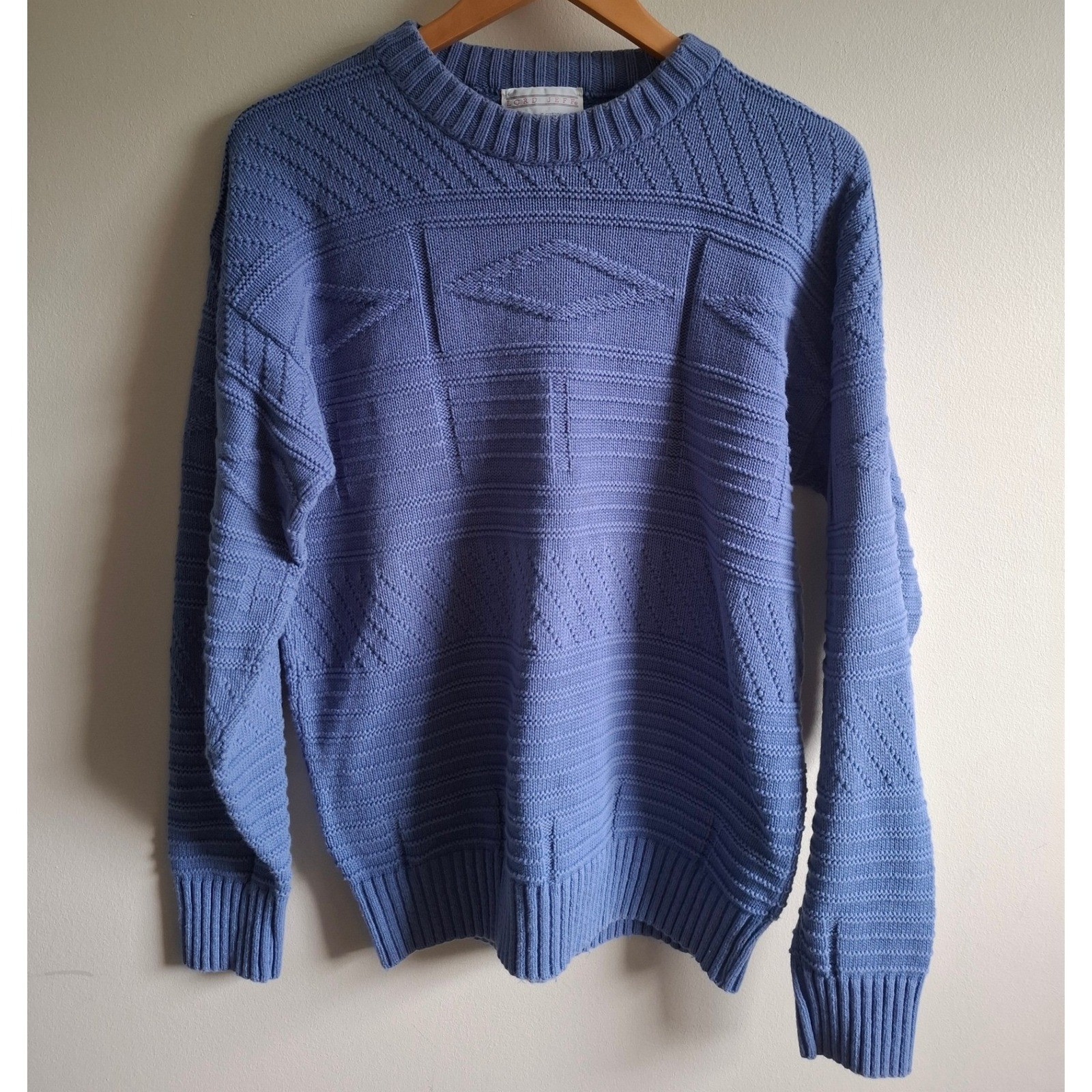Vintage Royal Blue Cable Knit Sweater Fisherman Grandpacore Preppy Made in USA M