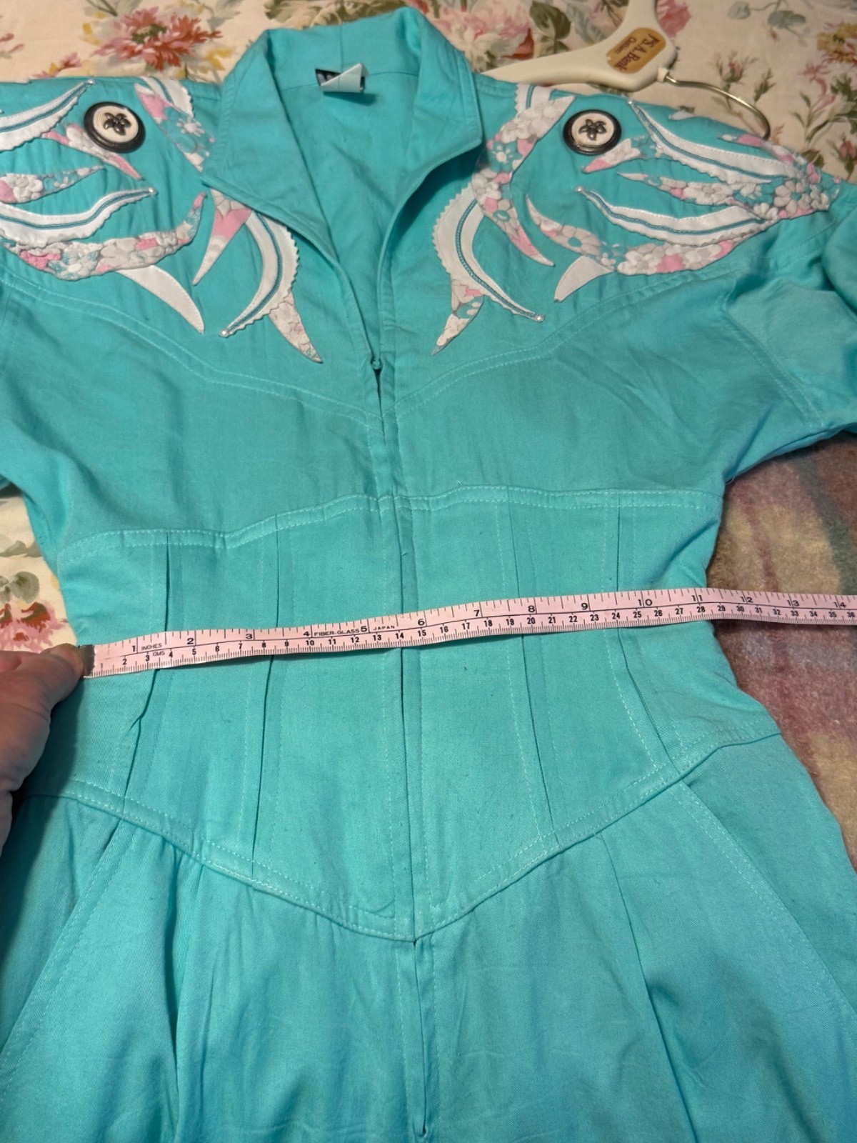 Vintage IIF Turquoise Bedazzled Jumpsuit ~ 4 ~ Great Details ~ Excellent!!