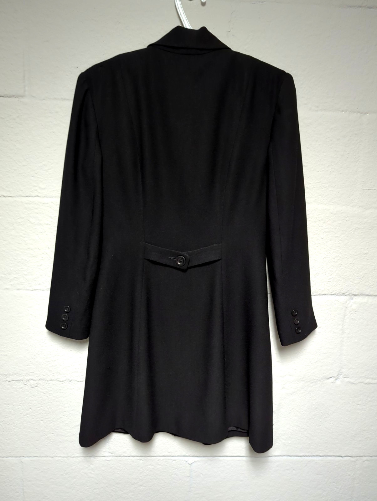 Vintage Bebe Black Crepe Coat Dress Size 4 Professional 90s Y2K Corpcore