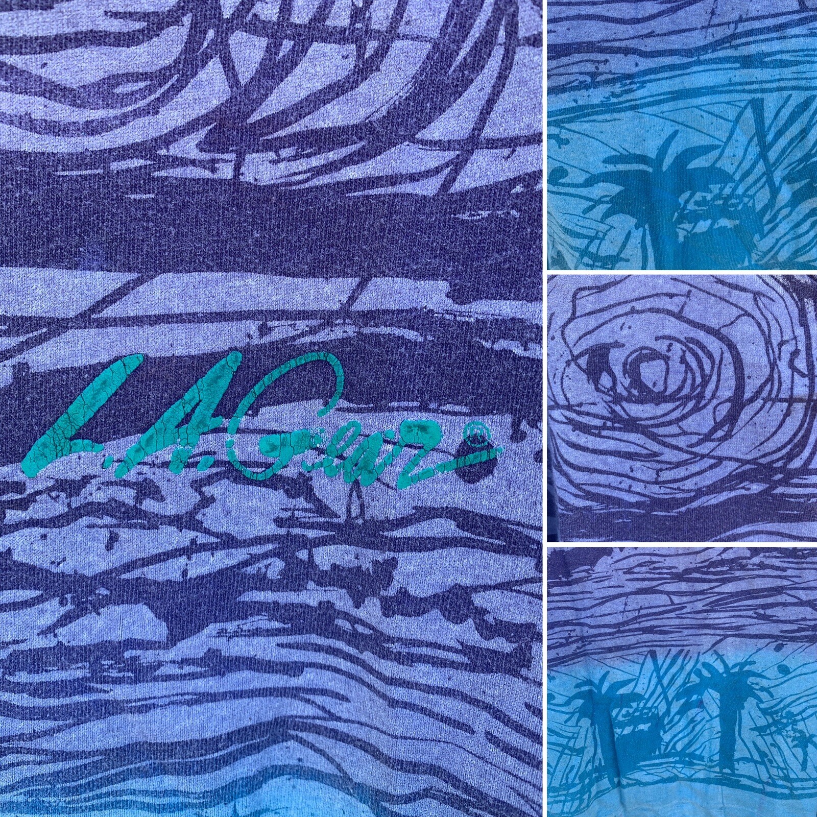 Vintage LA Gear Crop Top Half Shirt All Over Print T-Shirt 80s 1980s Made In USA