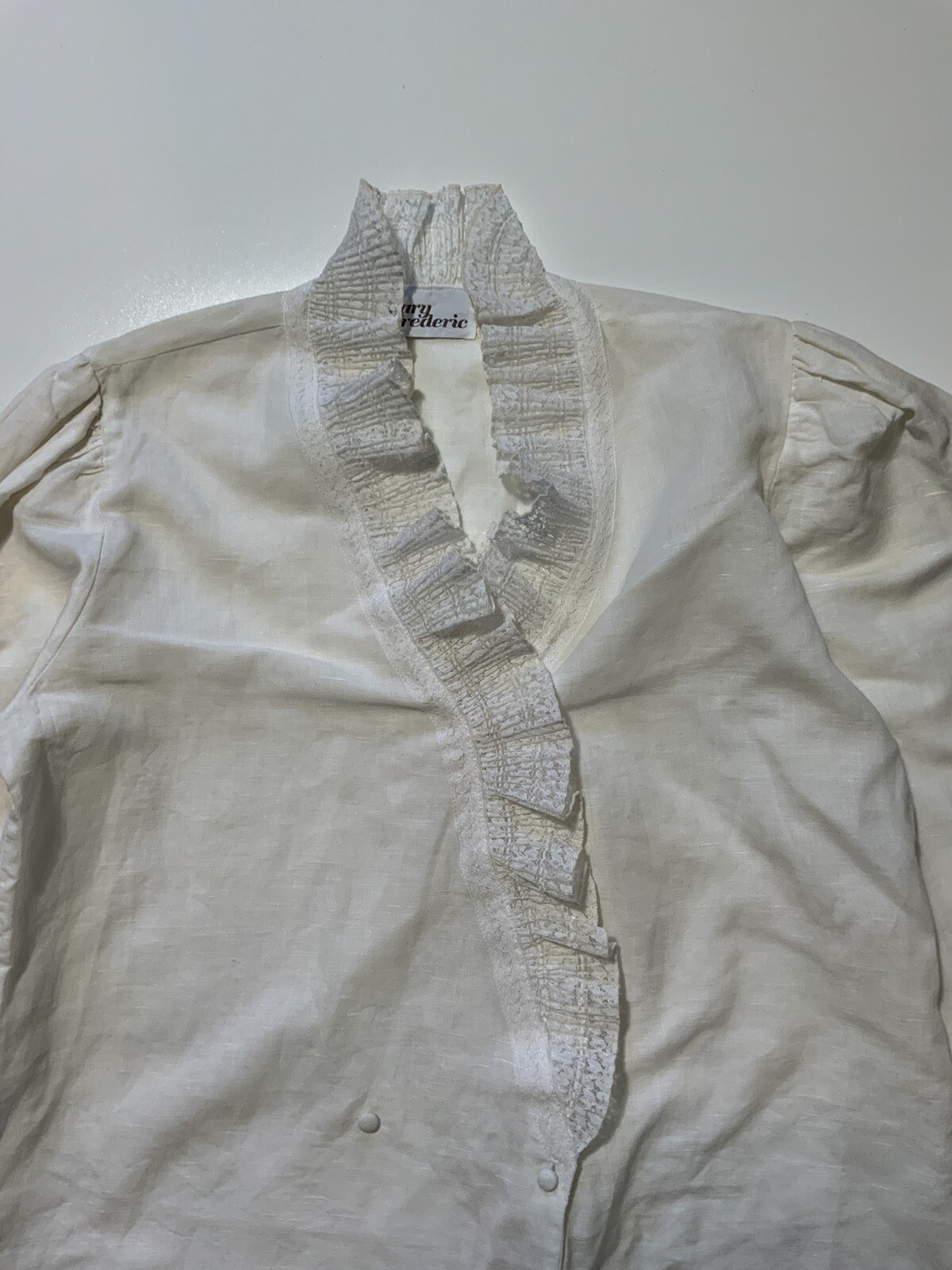 VTG Gary Frederic Cottage Core Victorian Style Lace Double Breasted Button Shirt
