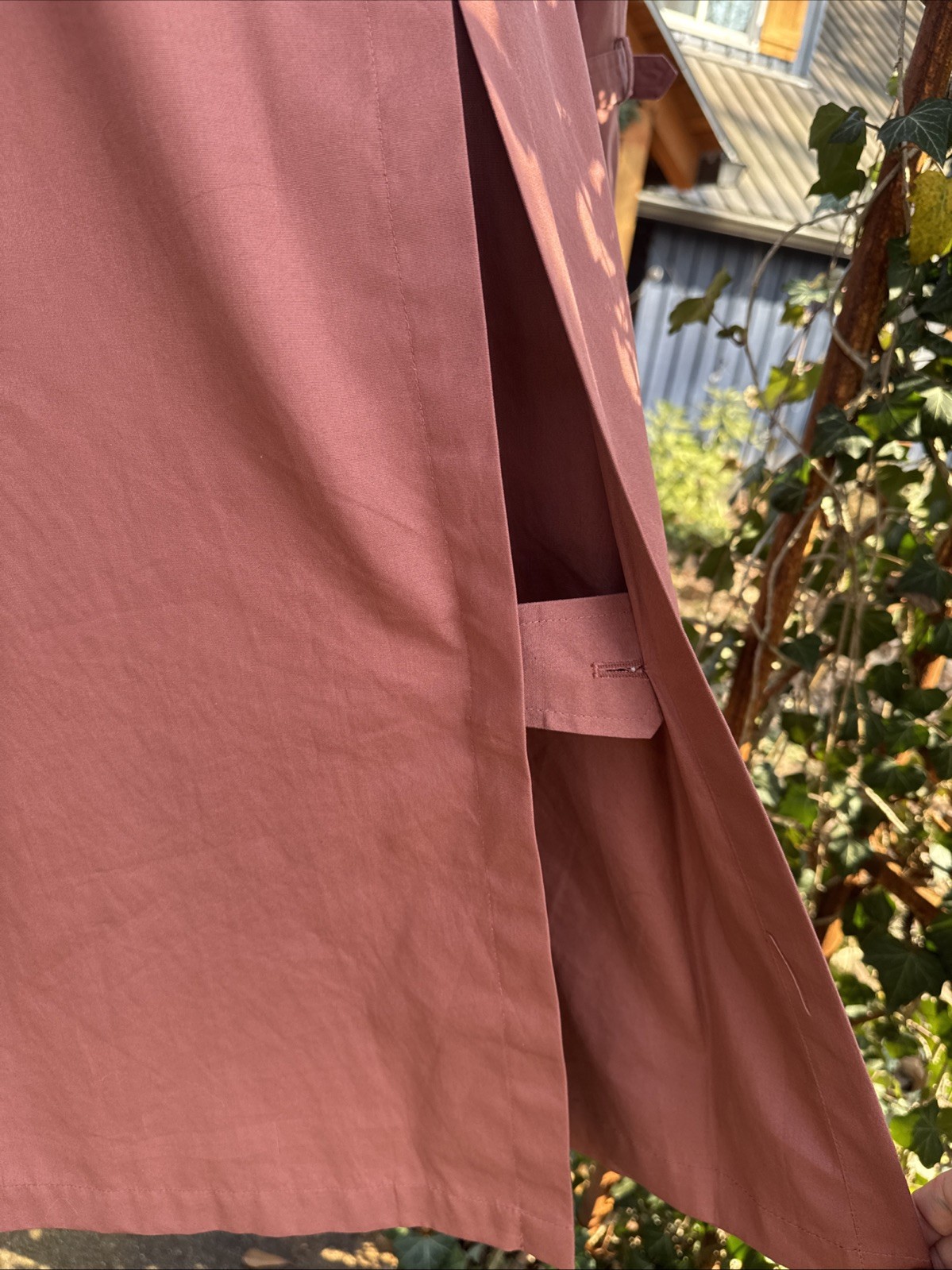 Vintage 1970s JC Penney Women’s Fitted Pink Trench Coat Dusty Rose Wool Medium