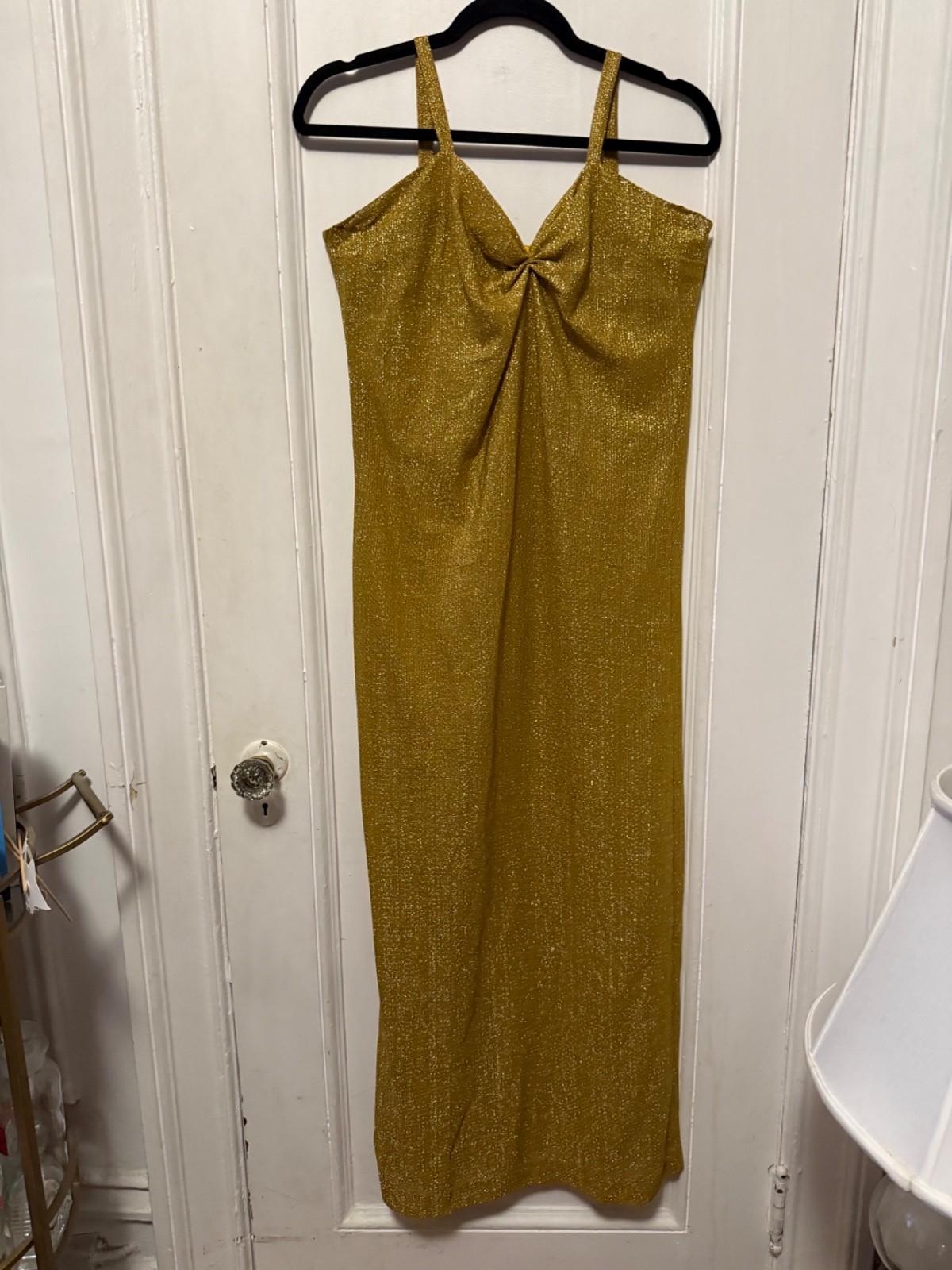 Vintage 1960s Gold Lamé Dress Wanda Belli Mod Evening Long Dress