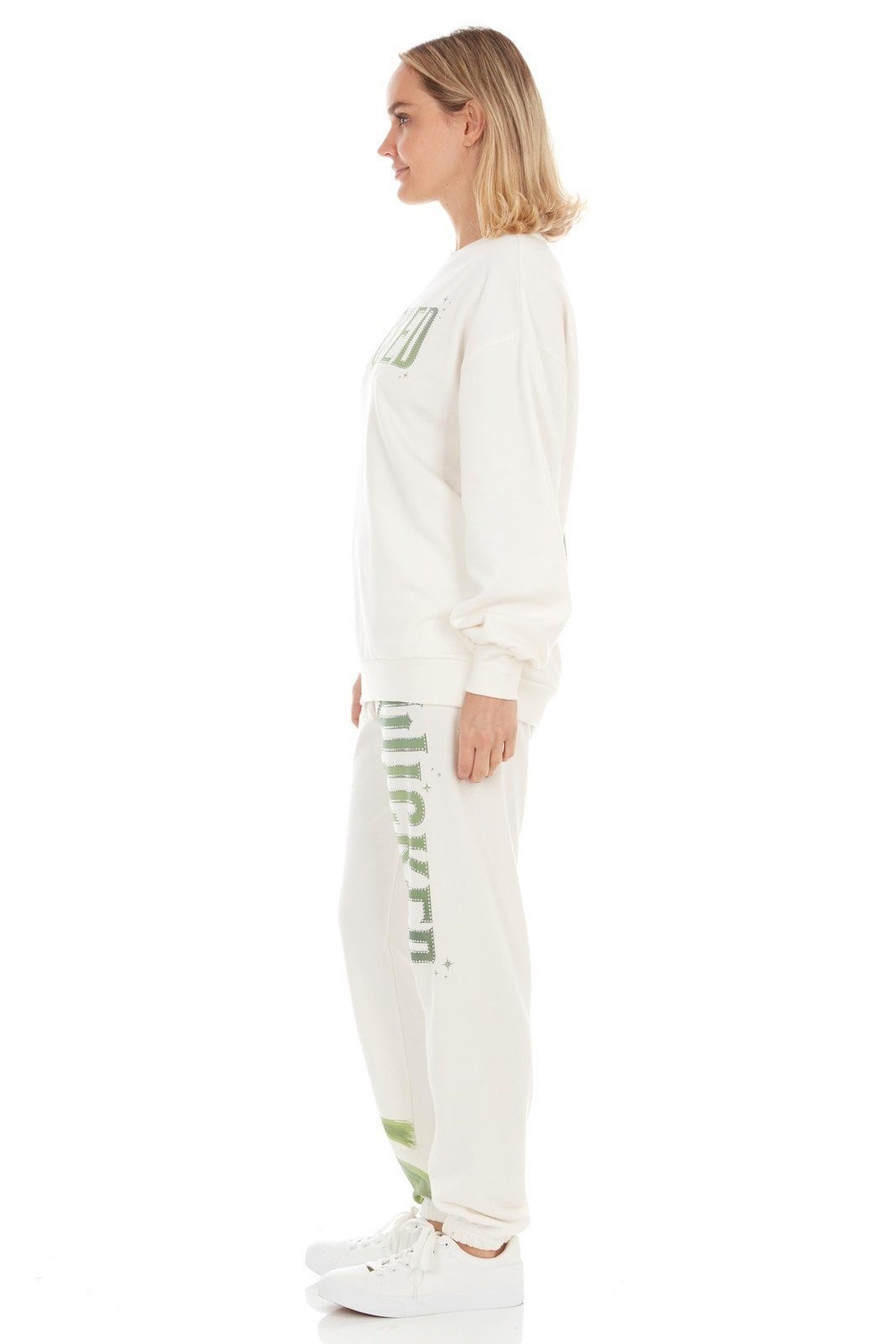 Wicked Women’s, Ladies & Juniors Off-white 2-piece Crewneck & Jogger Set