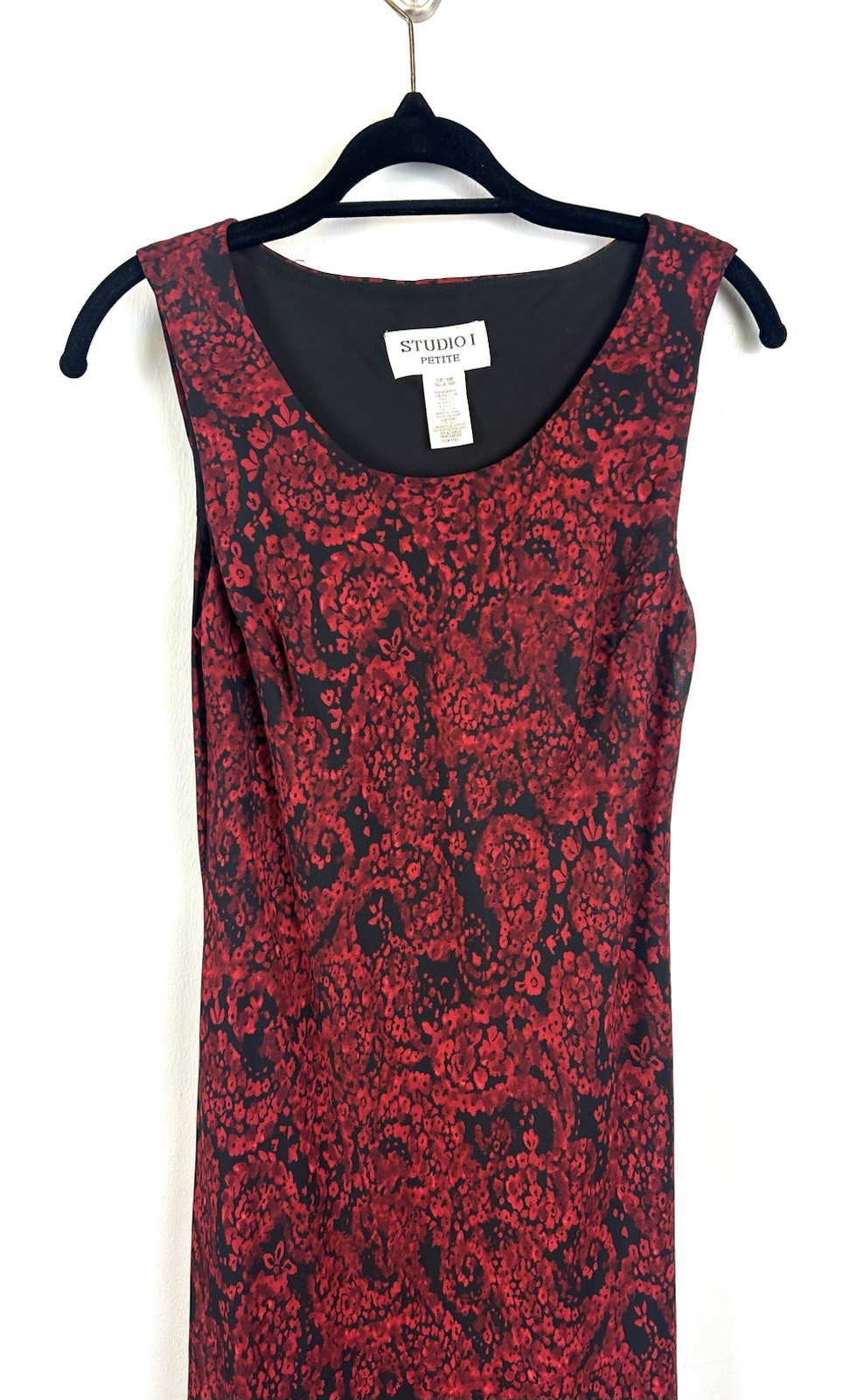 Vintage Y2K 90s Maxi Slip Dress 10P Red Black Floral Whimsigoth Fairy Grunge