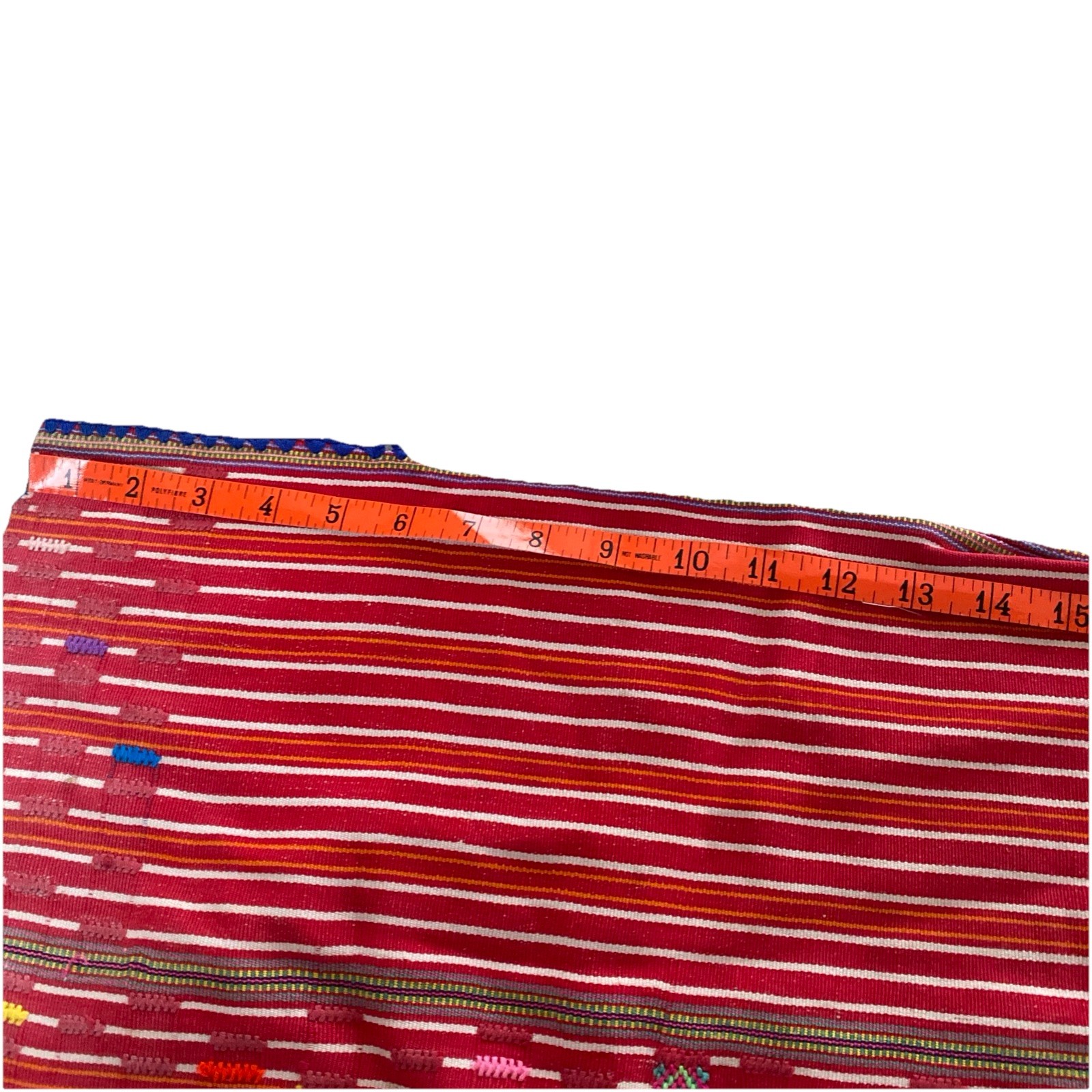 Vintage Guatemalan Huipil Red Stripes & geometric Shapes hand woven OS Peasant