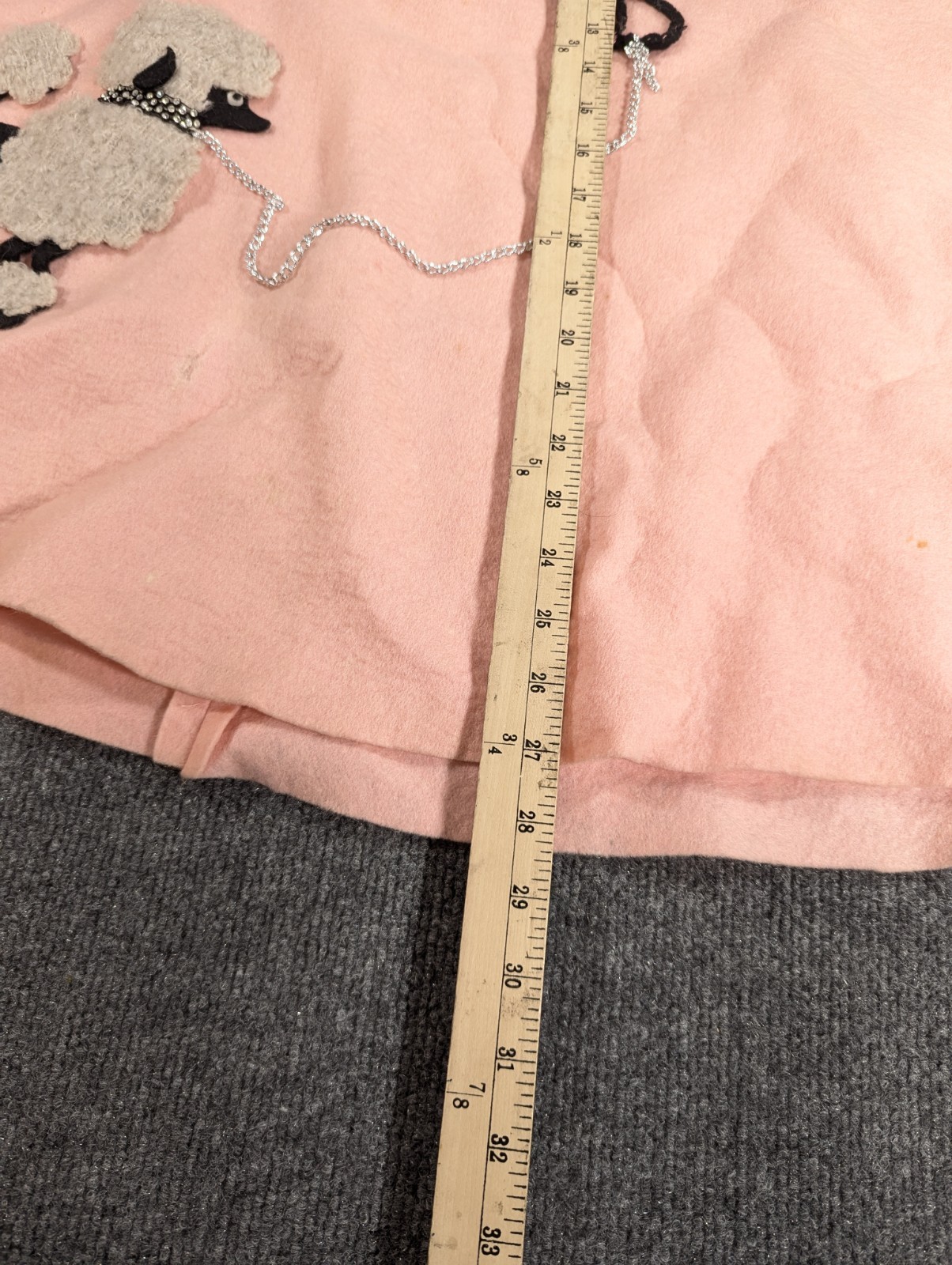 VINTAGE 1950’S Pink FELT POODLE SKIRT 13″ Waist Handmade Original