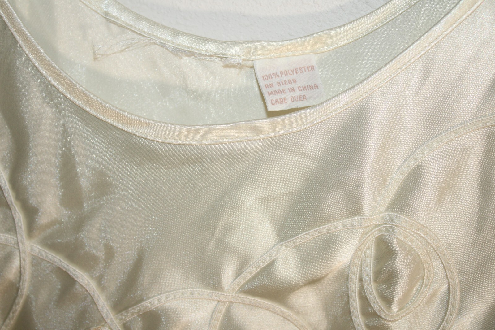 Vintage Nightgown No Size RN31289 Cream Off White Slip Night Sleepwear