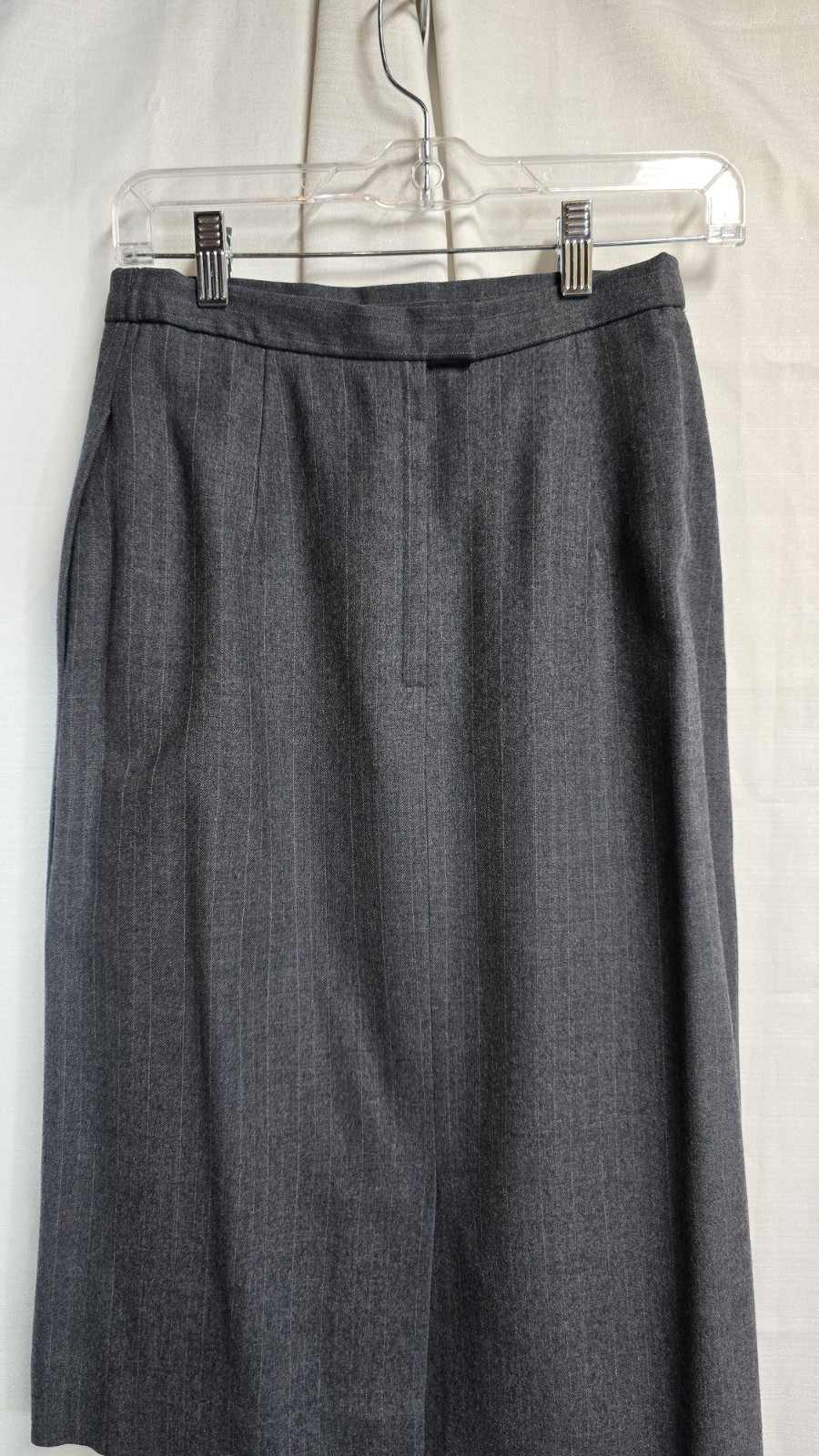 Anthony Allan Vinta Suit Skirt Jacket 2 Piece Set Grey Pink Pinstriped Sz 8 36