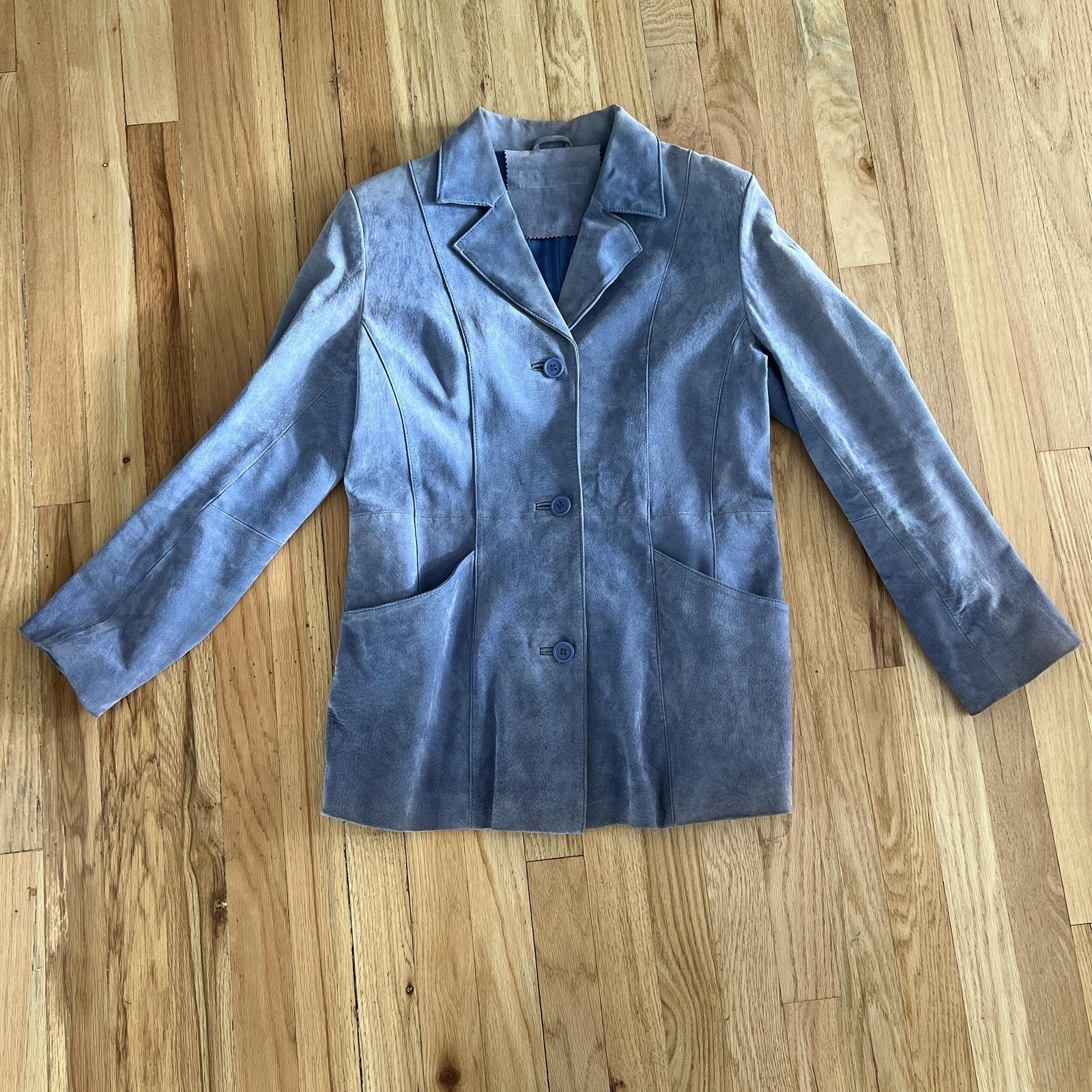 Vintage 1990s Lavender Suede Jacket Minimalist Leather Blazer Lage