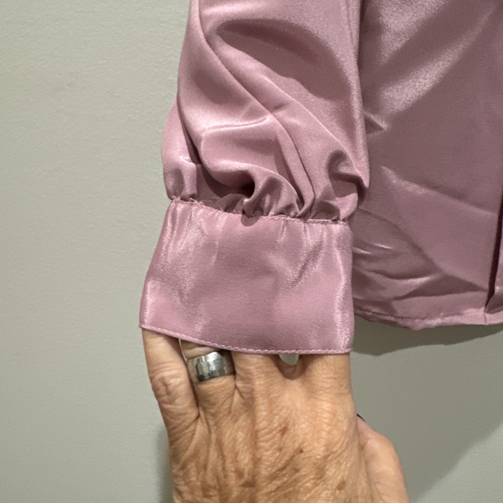 Personal Women’s VTG Pink Pleated Button-Up Long Sleeve Top Sz10 secretary retro