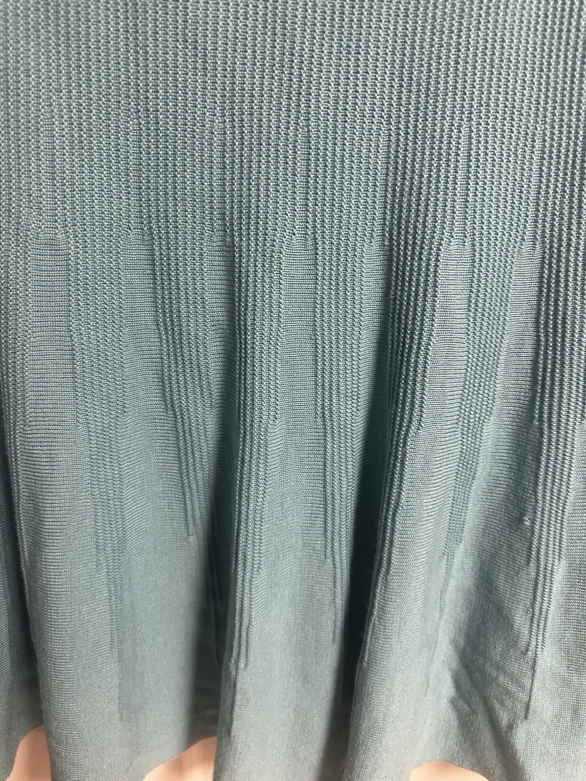 Vintage 60s 70s Flair A-Line Midi Skirt size Xl 18 Green Ribbed Tricoville 36×31