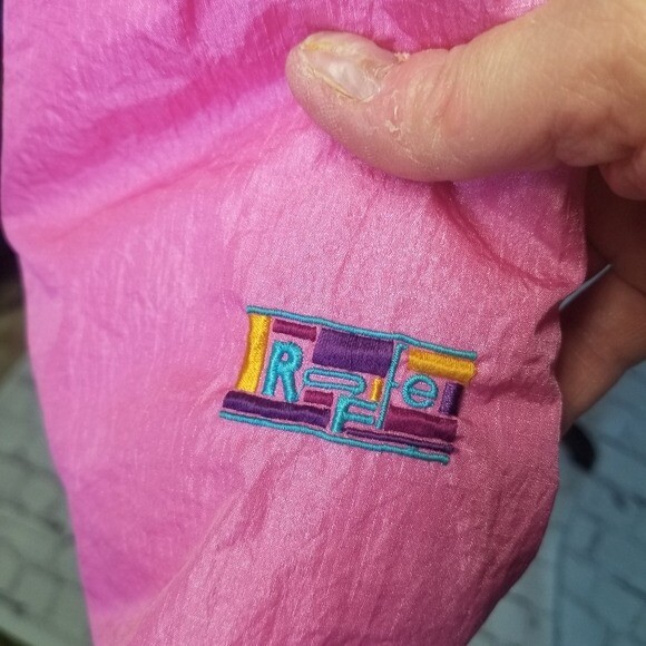 vintage 80s Robbe Magic pink ski snow jacket ladies womens colorblock bright