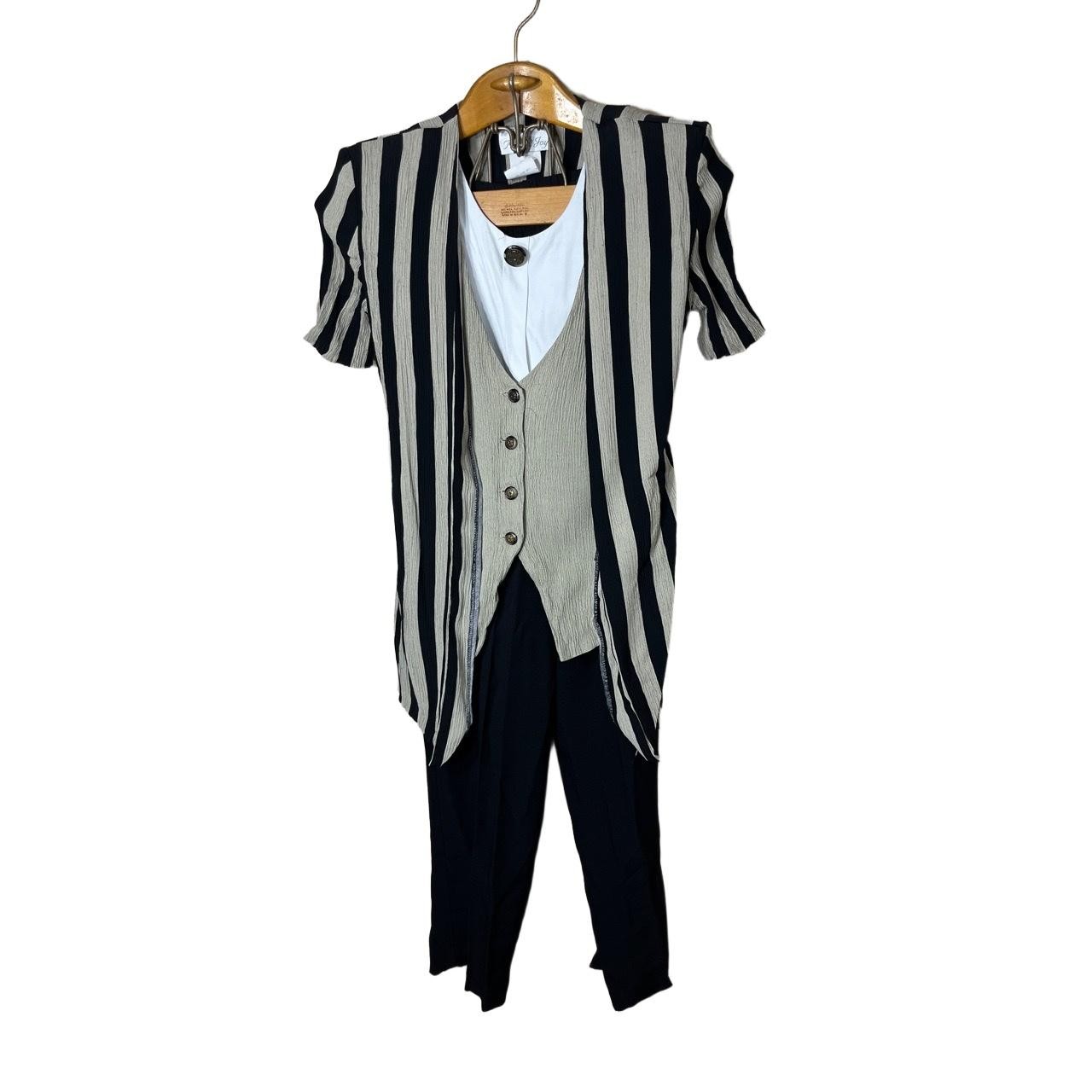 Pride And Joy Pant Set Size 10 Black Striped 3 Button Vest Layered Look Vintage